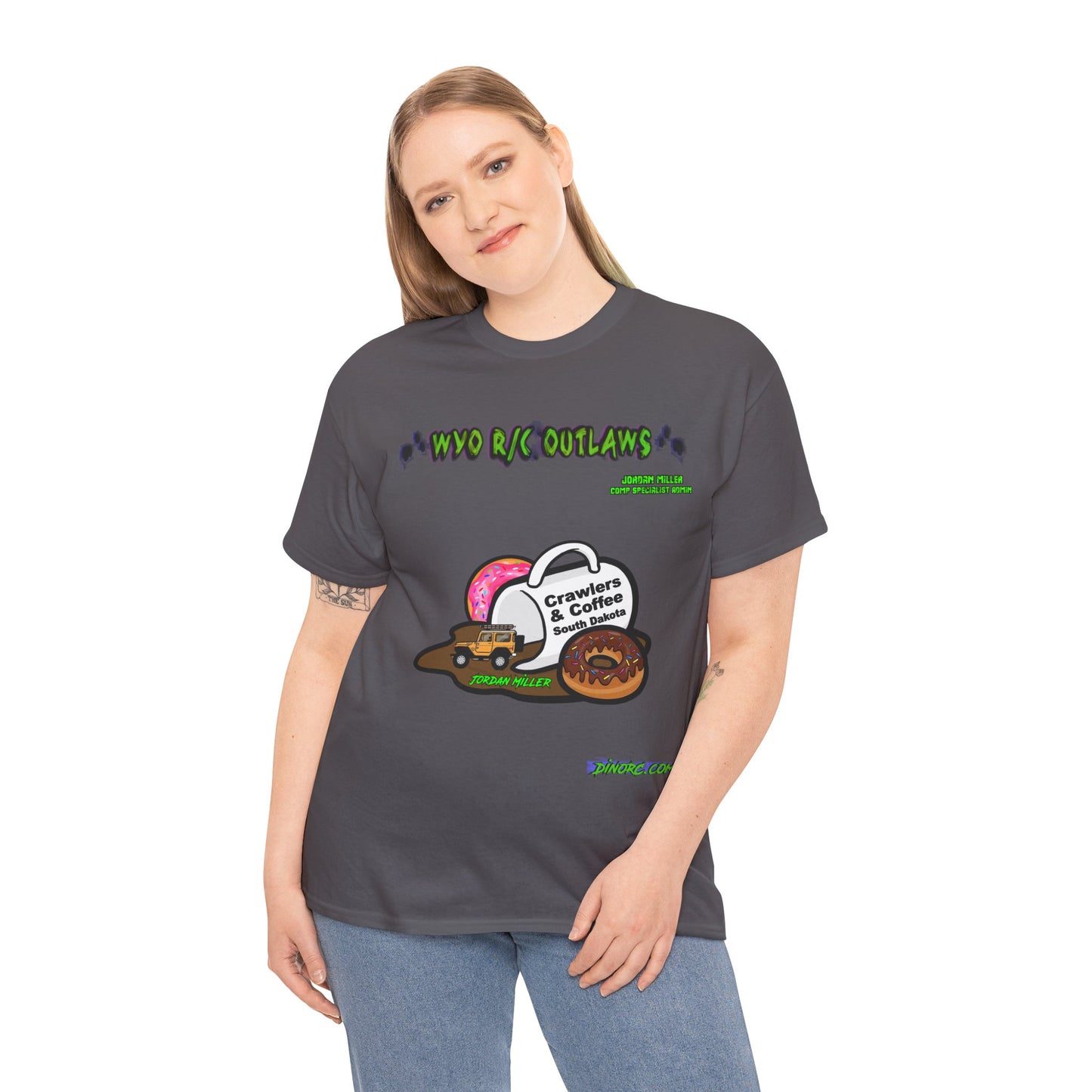 Jordan Miller WYO R/C OUTLAWS DinoRc Logo T-Shirt S-5x Black Green
