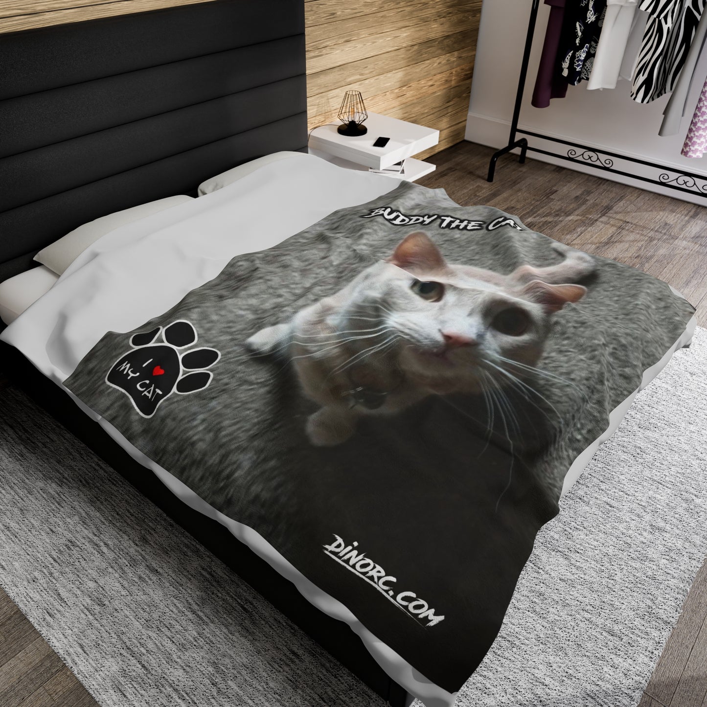 Buddy The Cat Velveteen Plush Blanket