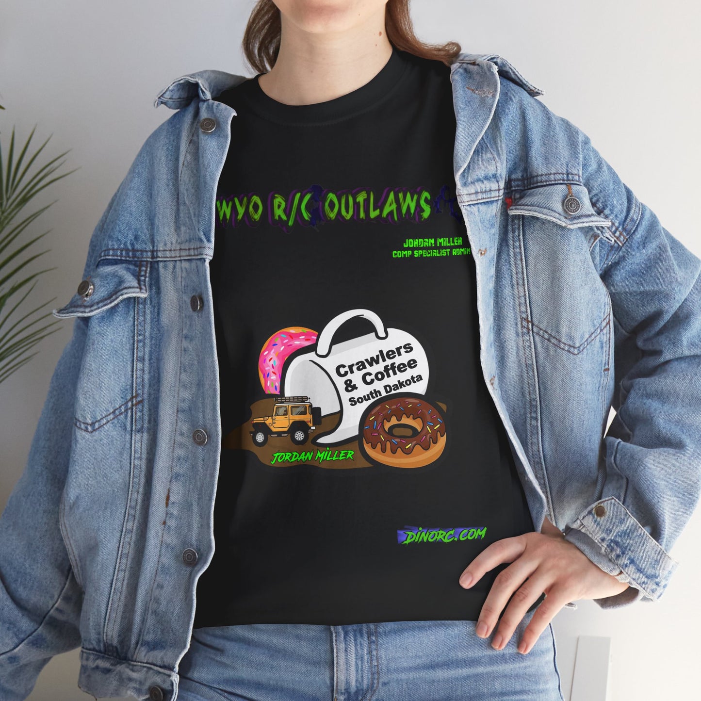 Jordan Miller WYO R/C OUTLAWS DinoRc Logo T-Shirt S-5x Black Green