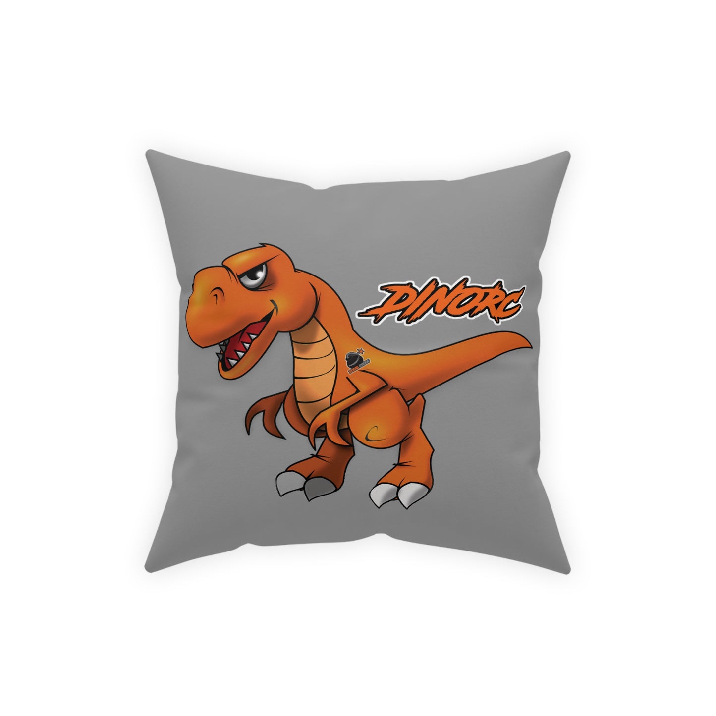 DinoRC Orange Logo Grey Pillow