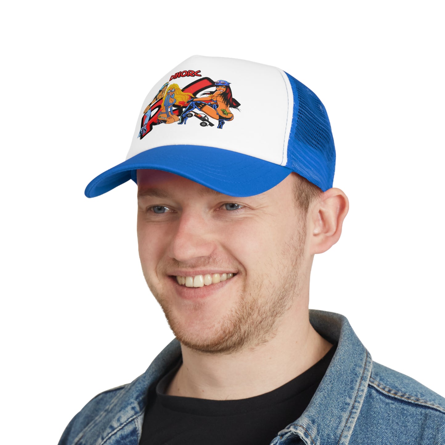 Red Black Blue or Pink DinoRC logoed Trucker Mesh Cap