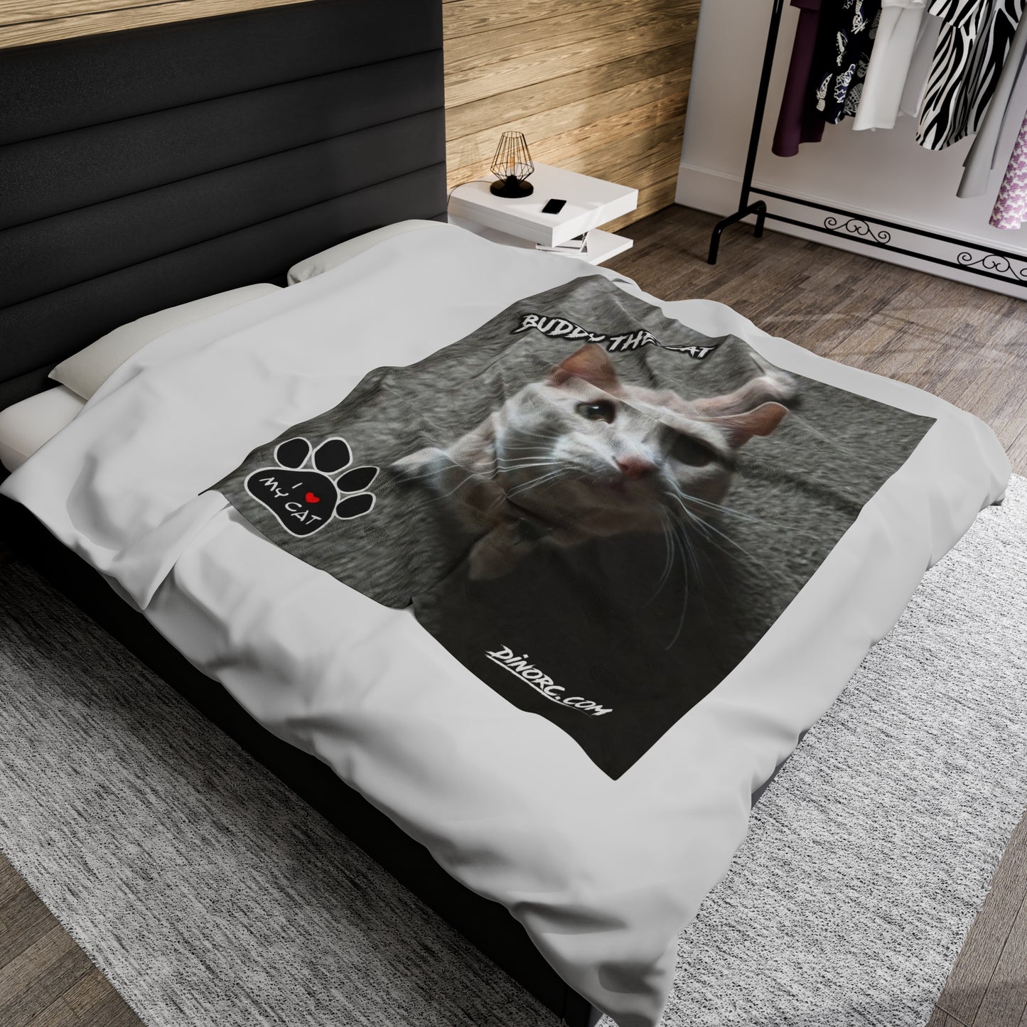 Buddy The Cat Velveteen Plush Blanket
