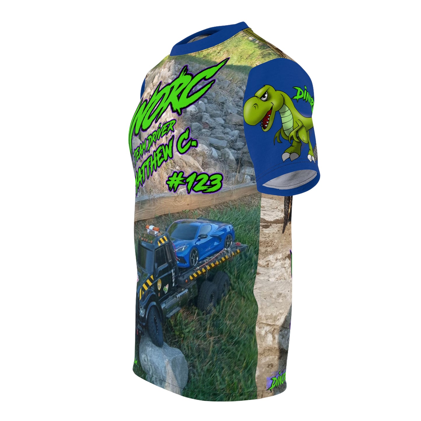 Matthew Chappell Blue N Green DinoRC Team Driver T Shirt Blue Sleeves