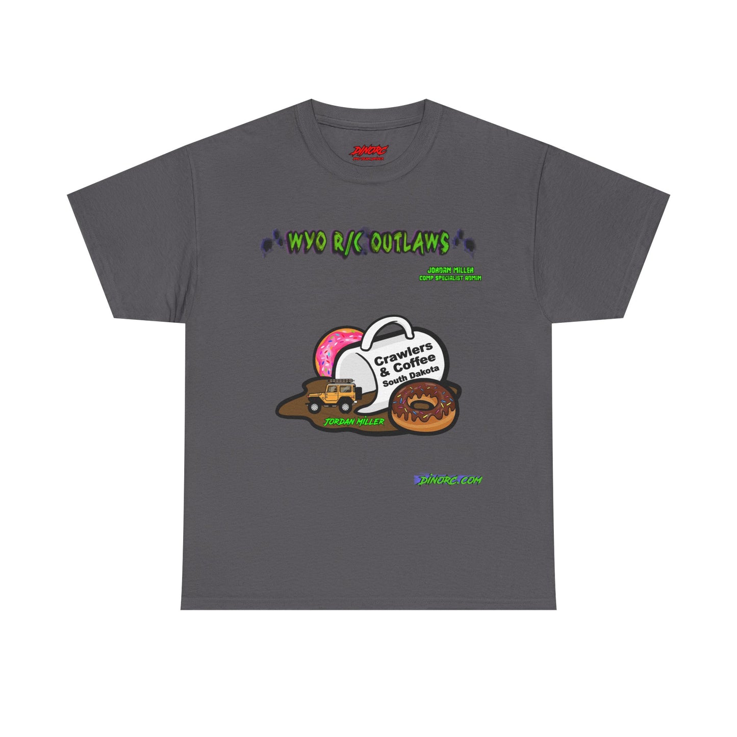 Jordan Miller WYO R/C OUTLAWS DinoRc Logo T-Shirt S-5x Black Green
