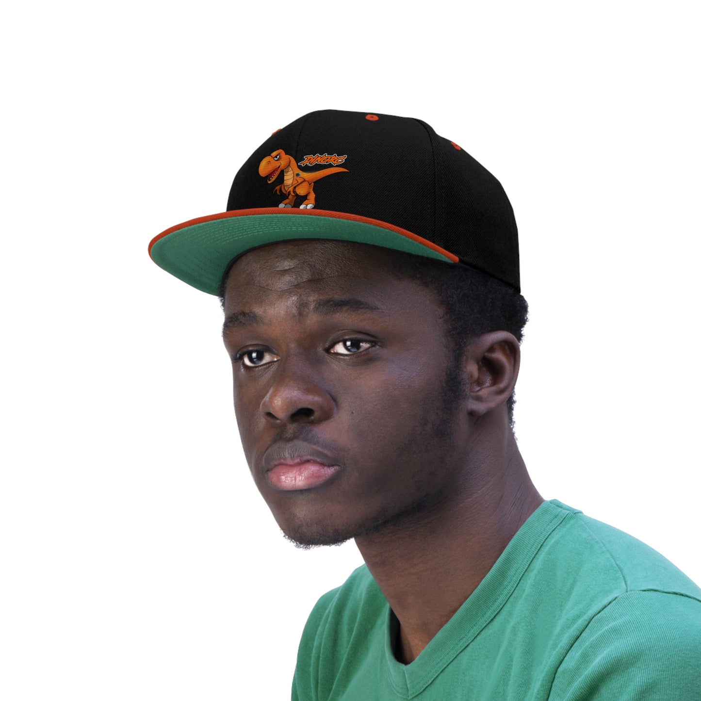 5 different colors and designs of DinoRC Logoed Flat Bill Hat