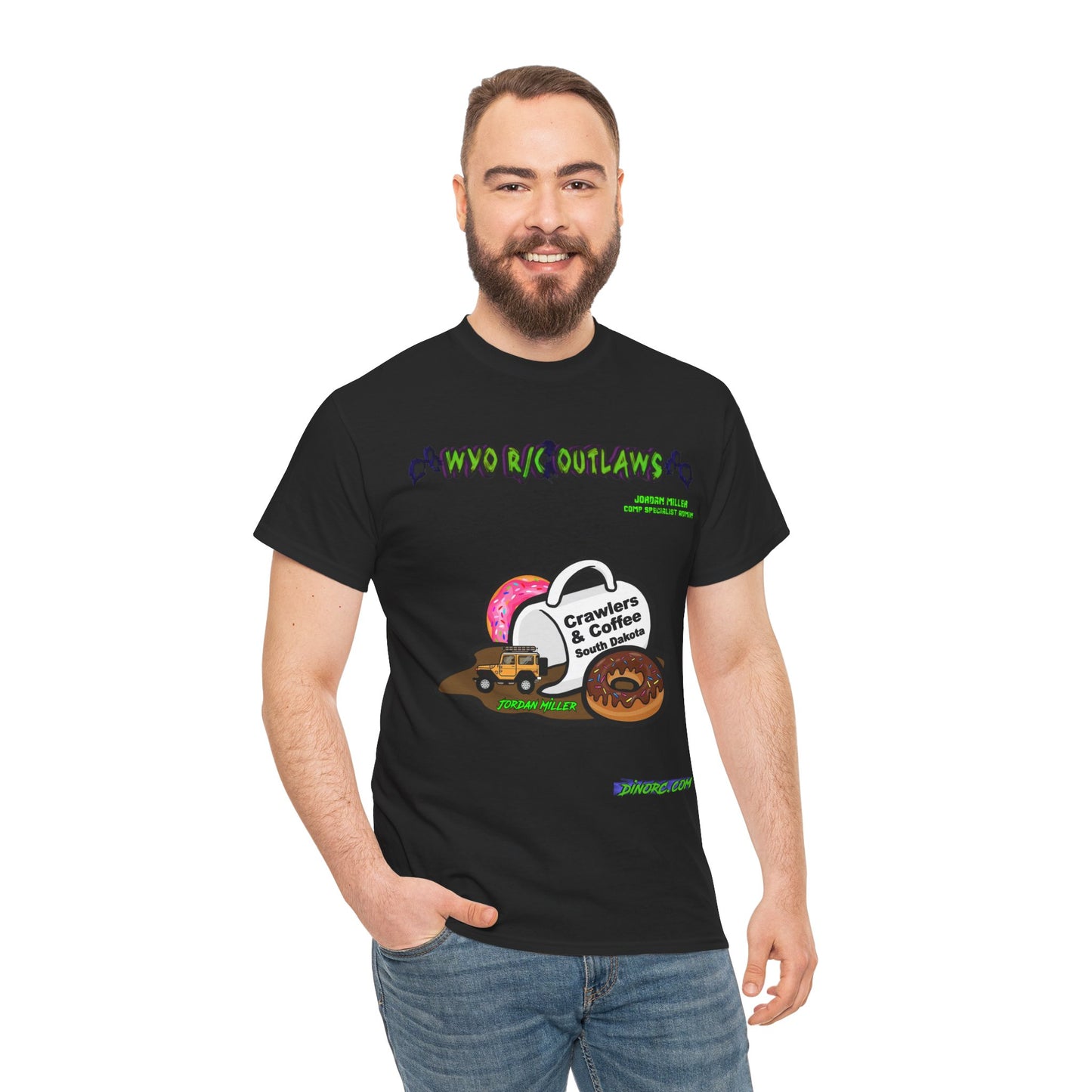 Jordan Miller WYO R/C OUTLAWS DinoRc Logo T-Shirt S-5x Black Green