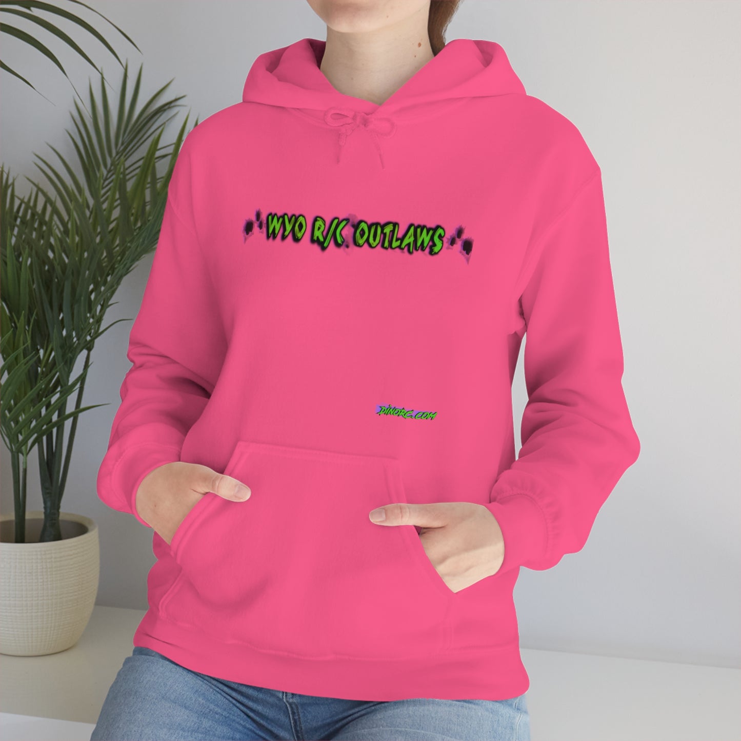 RC Outlaws DinoRC in 4 colors front back Hooded Sweatshirt
