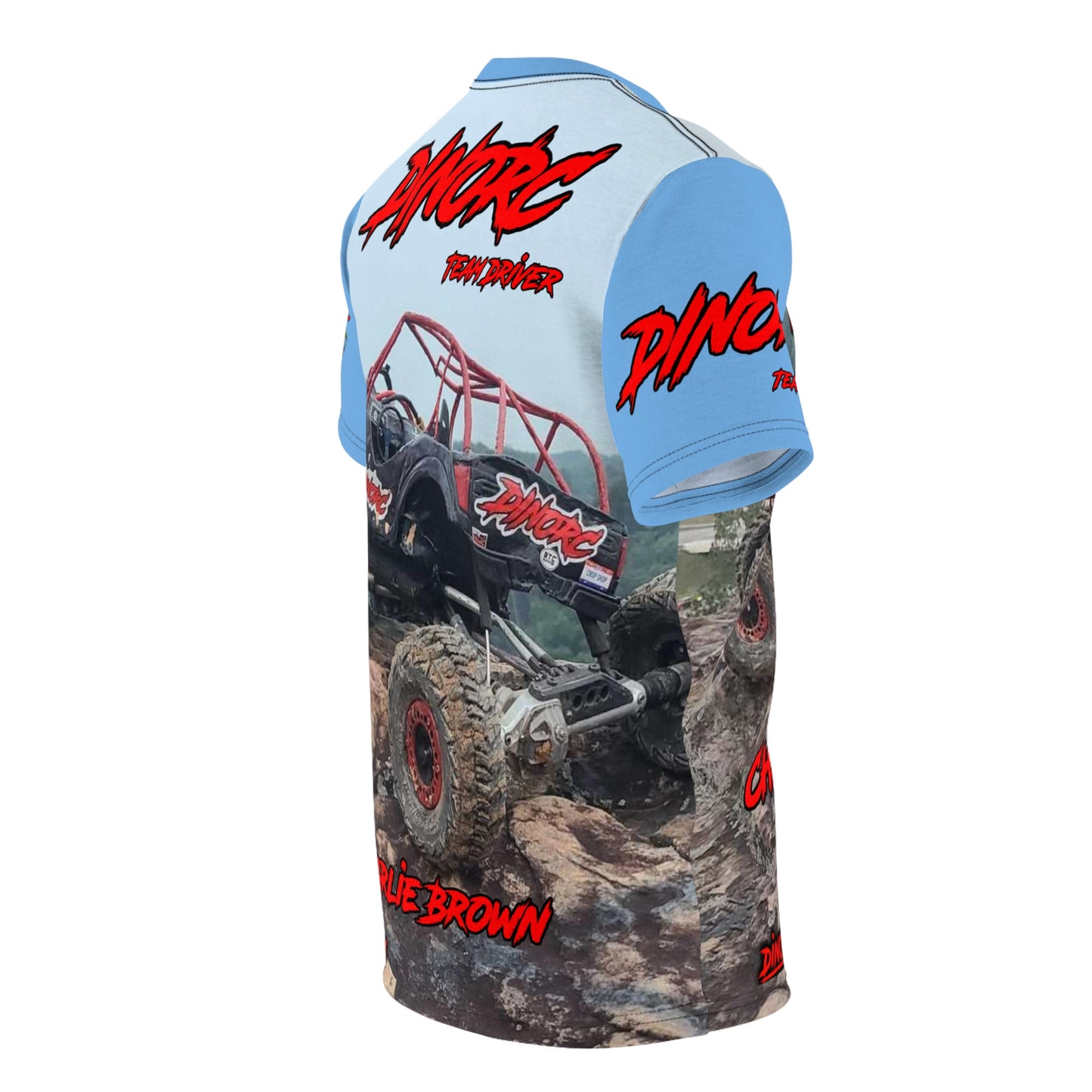 Charlie Brown DinoRC Team Driver T Shirt Blue Sleeves