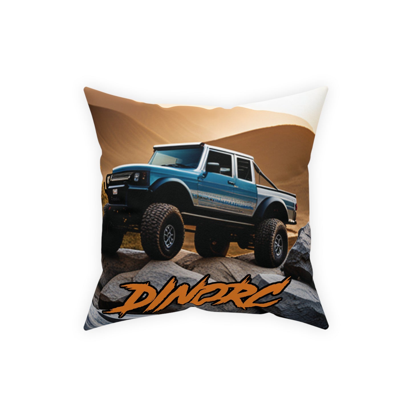 DinoRC Orange Logo Grey Pillow