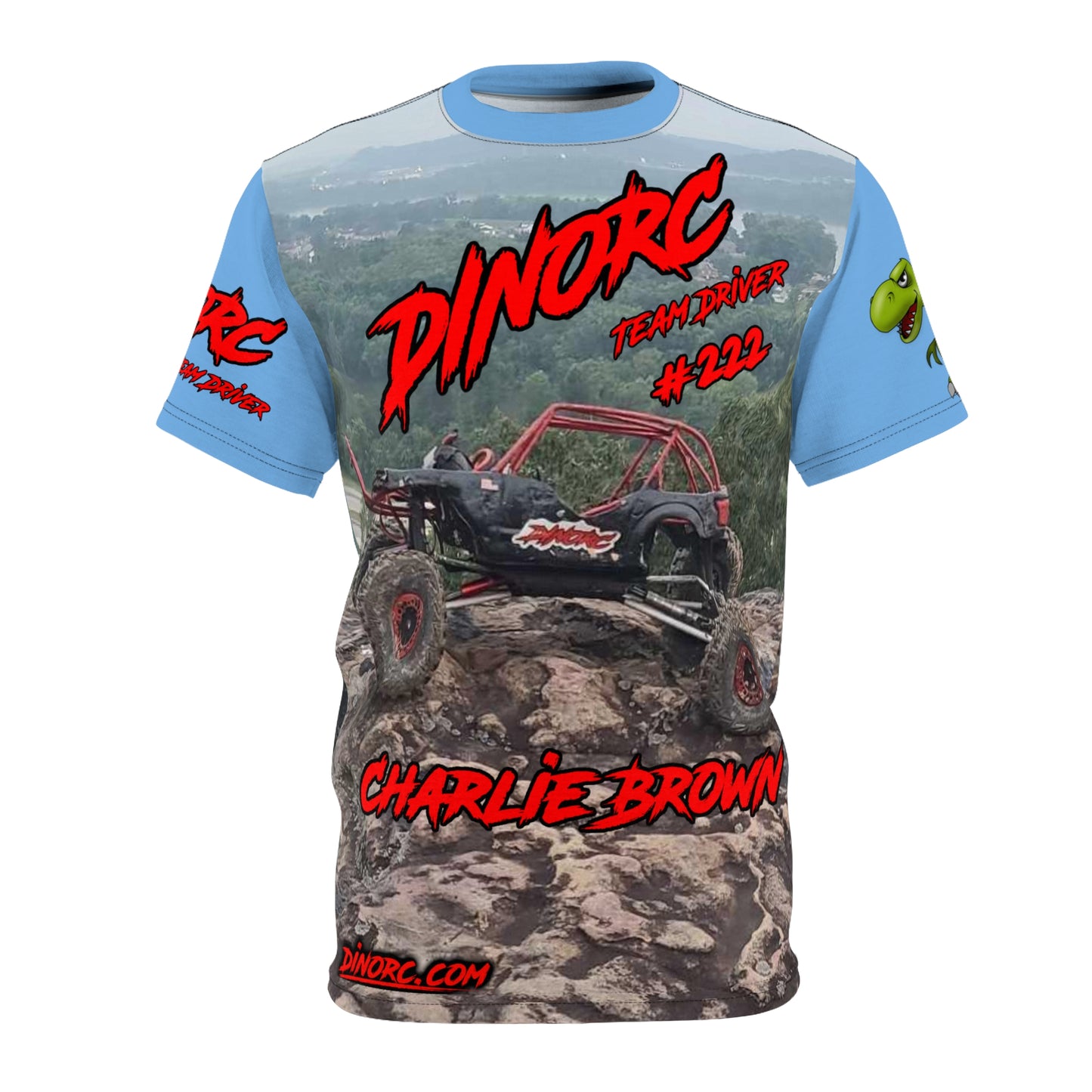 Charlie Brown DinoRC Team Driver T Shirt Blue Sleeves
