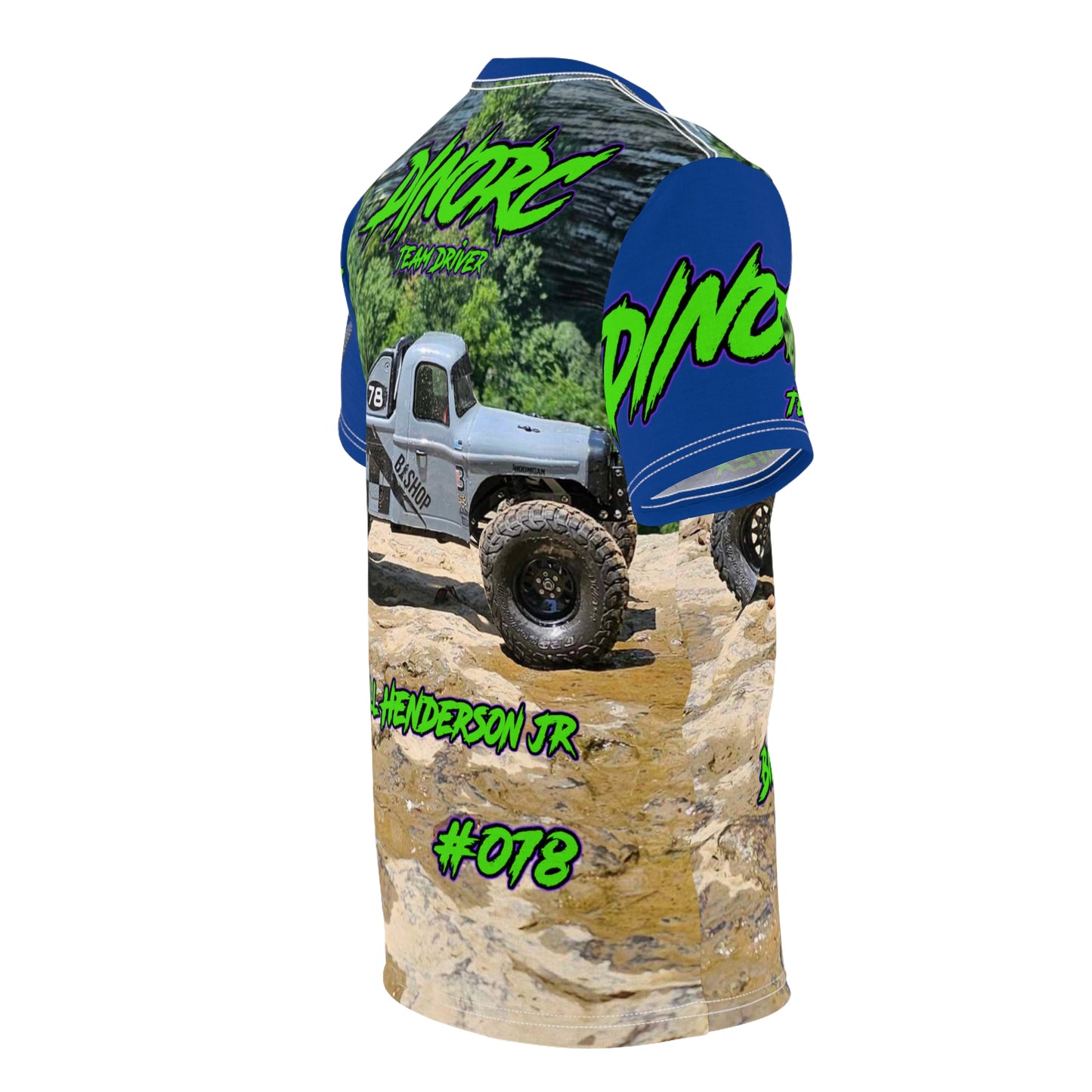 Bill Henderson JR DinoRC Team Driver T Shirt Blue Sleeves