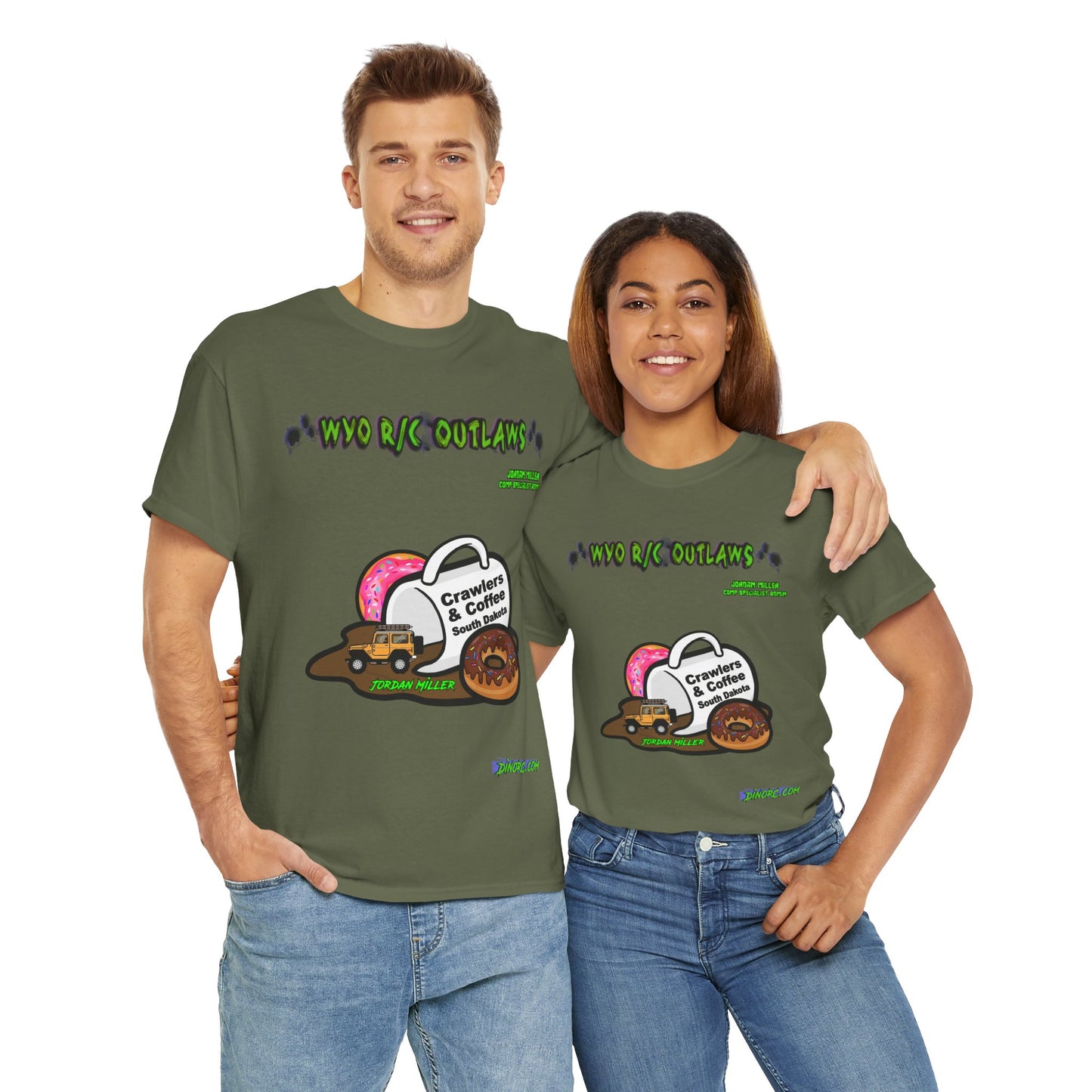Jordan Miller WYO R/C OUTLAWS DinoRc Logo T-Shirt S-5x Black Green