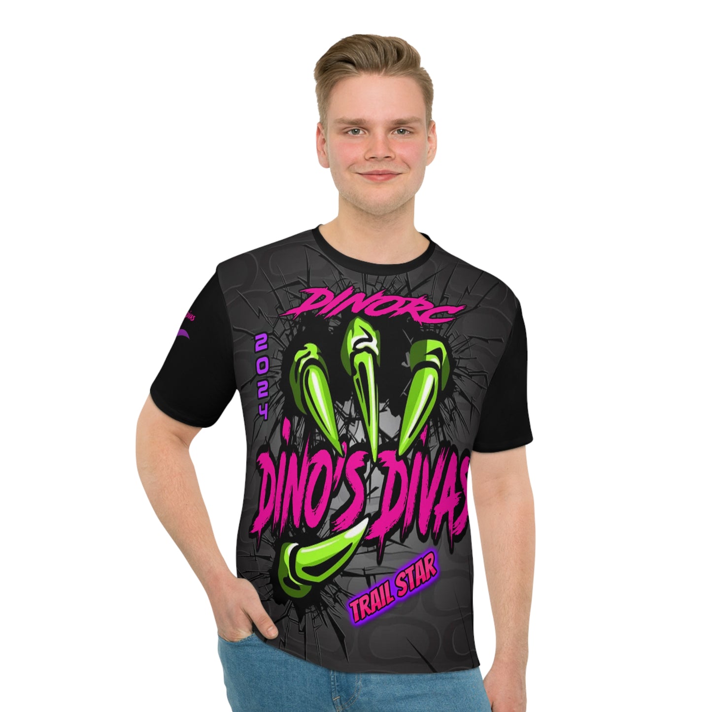 Pink Purple Dino Divas Claw Team Driver Shirt Loose T-shirt (AOP)