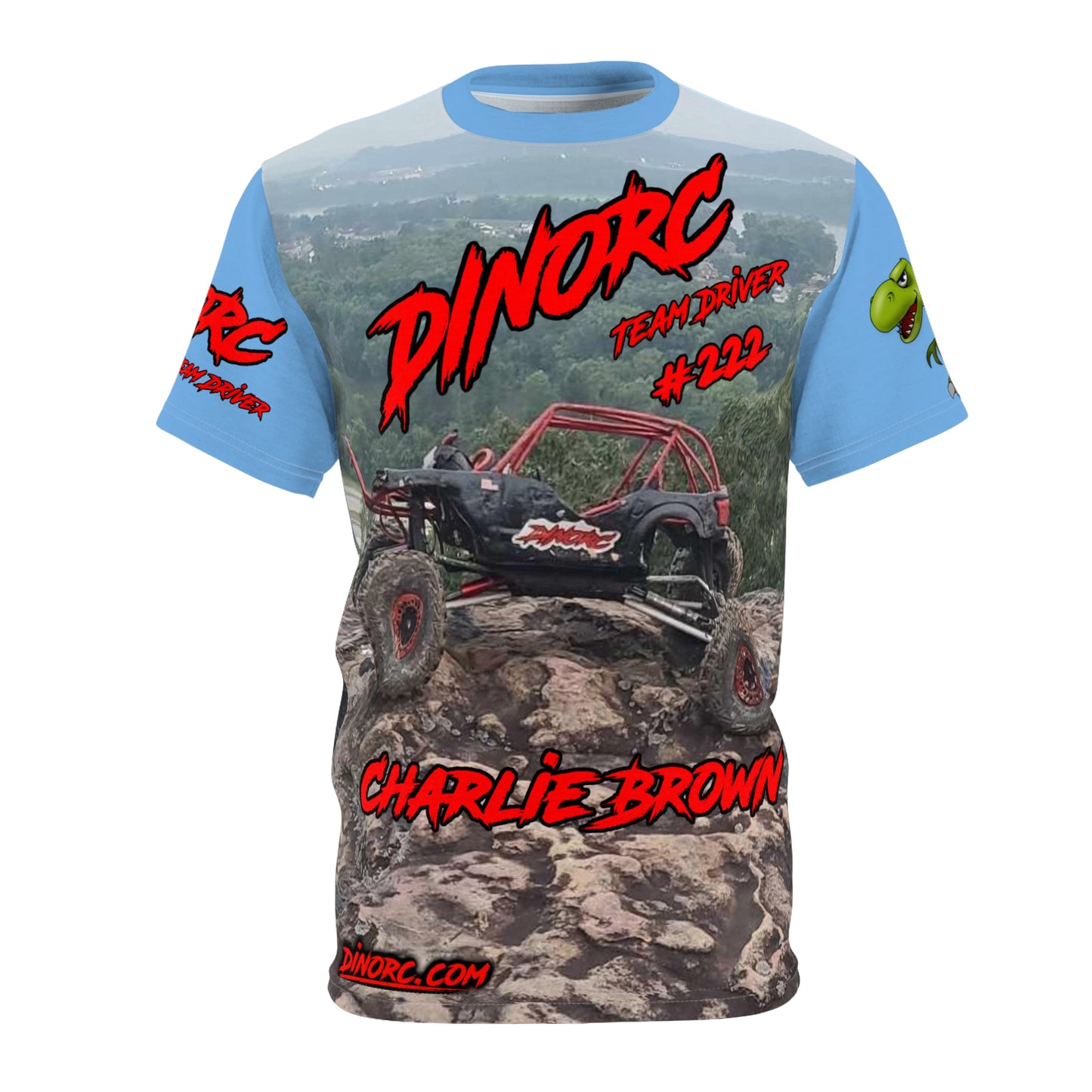 Charlie Brown DinoRC Team Driver T Shirt Blue Sleeves