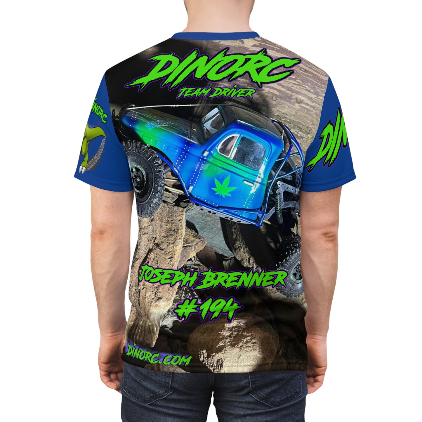 Joseph Brenner Blue N Green DinoRC Team Driver T Shirt Blue Sleeves