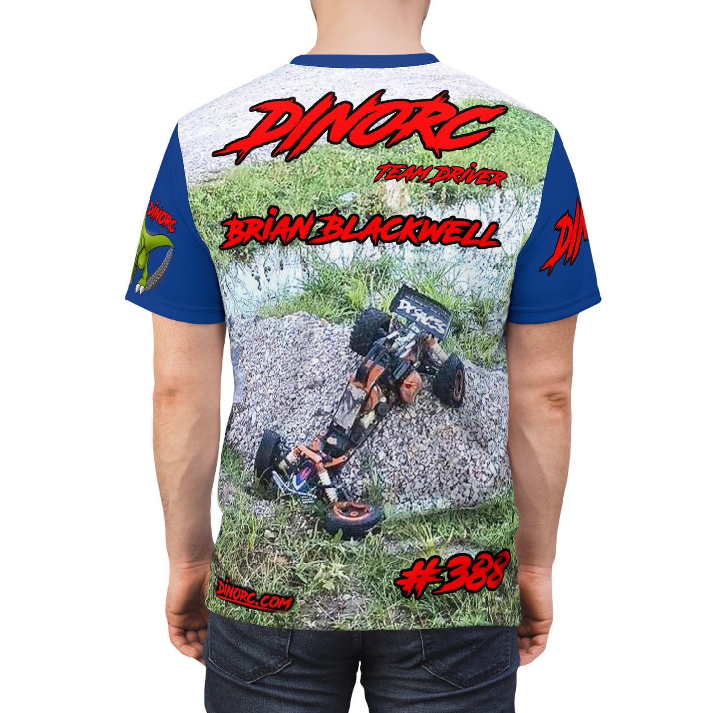 Brian Blackwell DinoRC Team Driver T Shirt Blue Sleeves