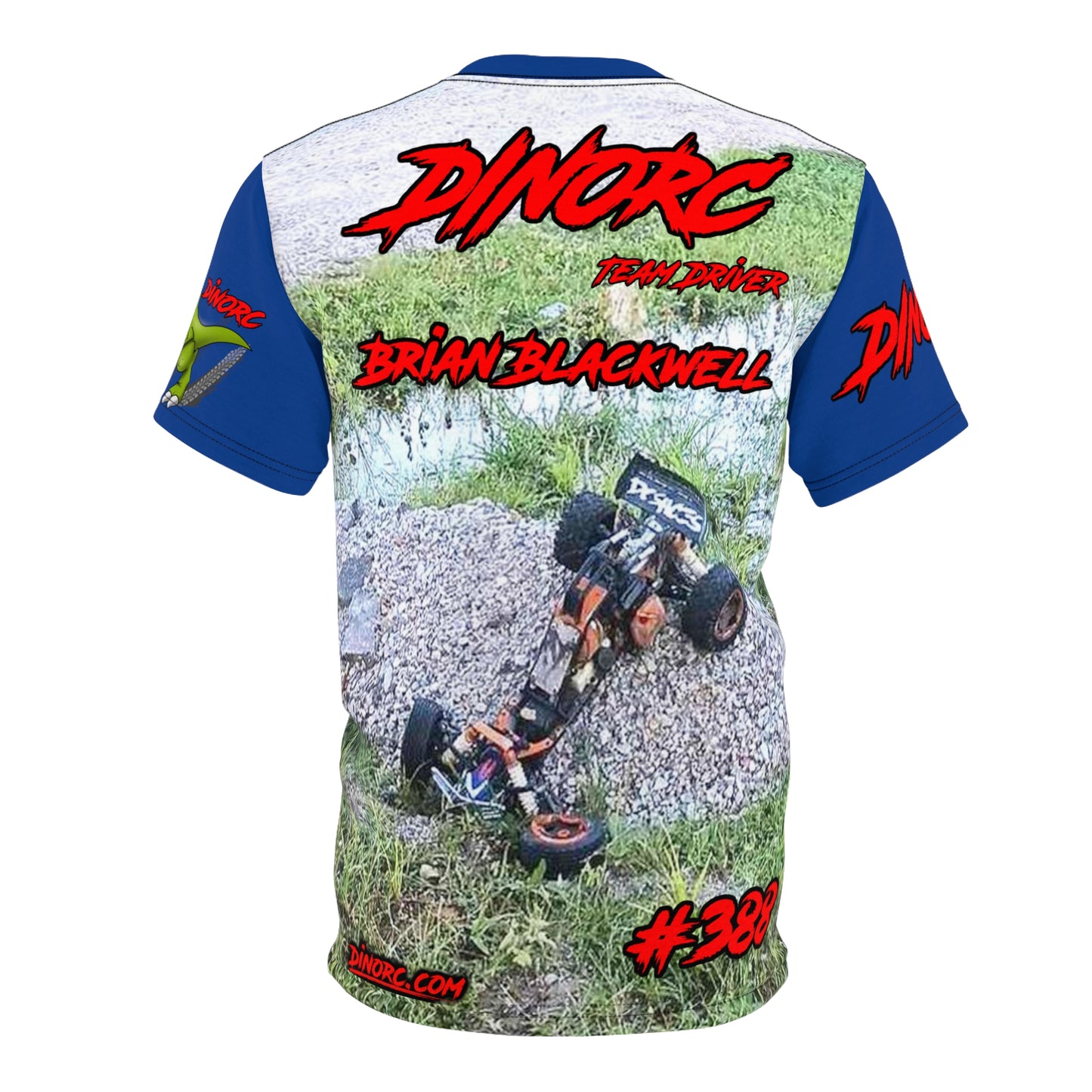 Brian Blackwell DinoRC Team Driver T Shirt Blue Sleeves
