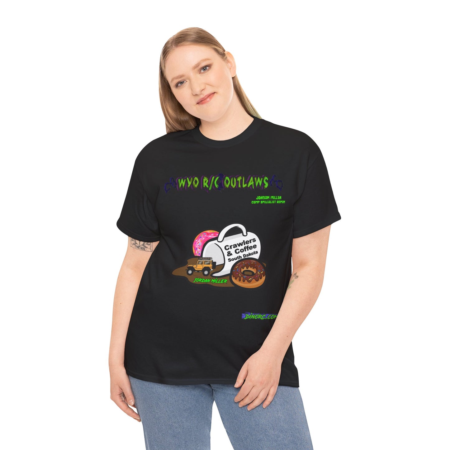 Jordan Miller WYO R/C OUTLAWS DinoRc Logo T-Shirt S-5x Black Green