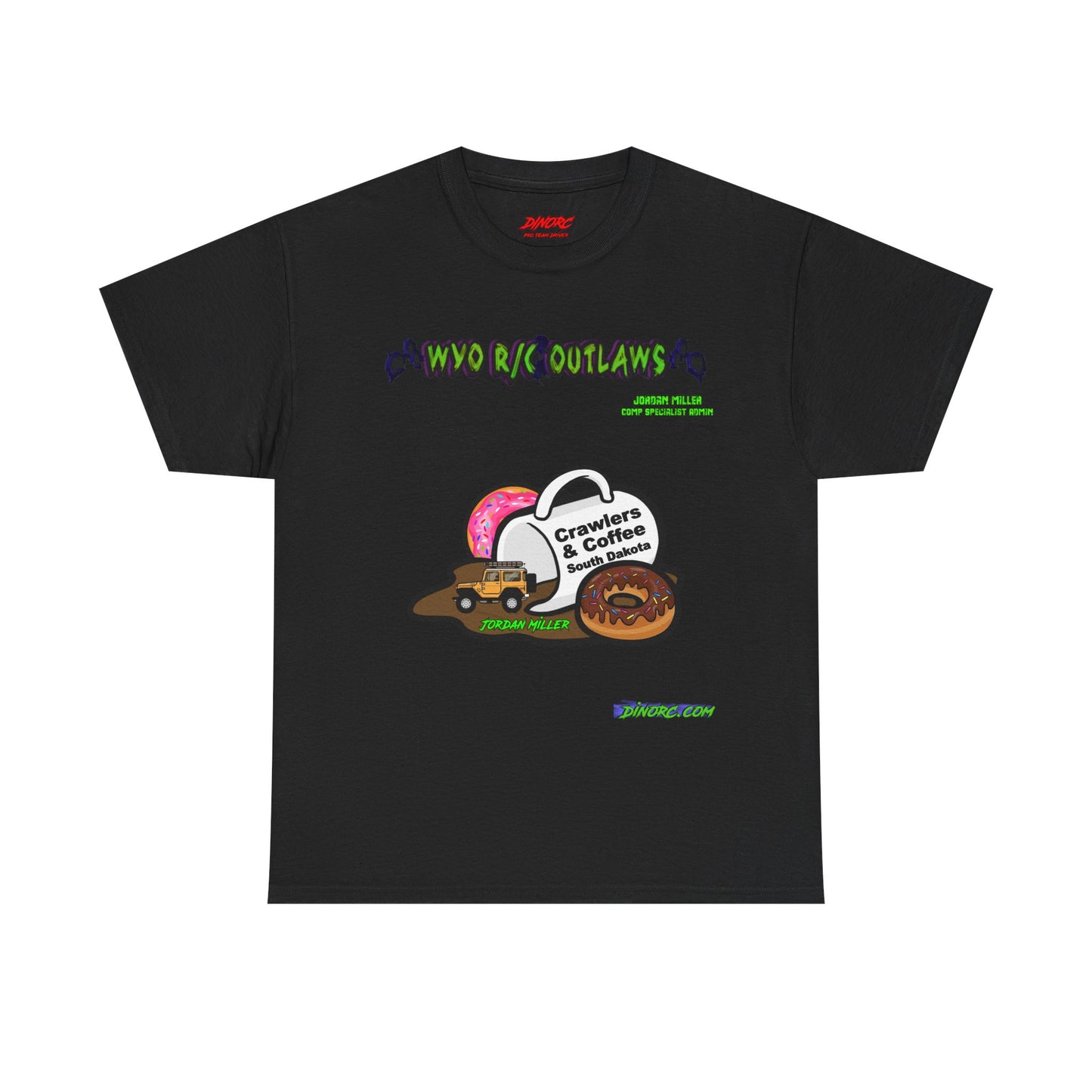 Jordan Miller WYO R/C OUTLAWS DinoRc Logo T-Shirt S-5x Black Green