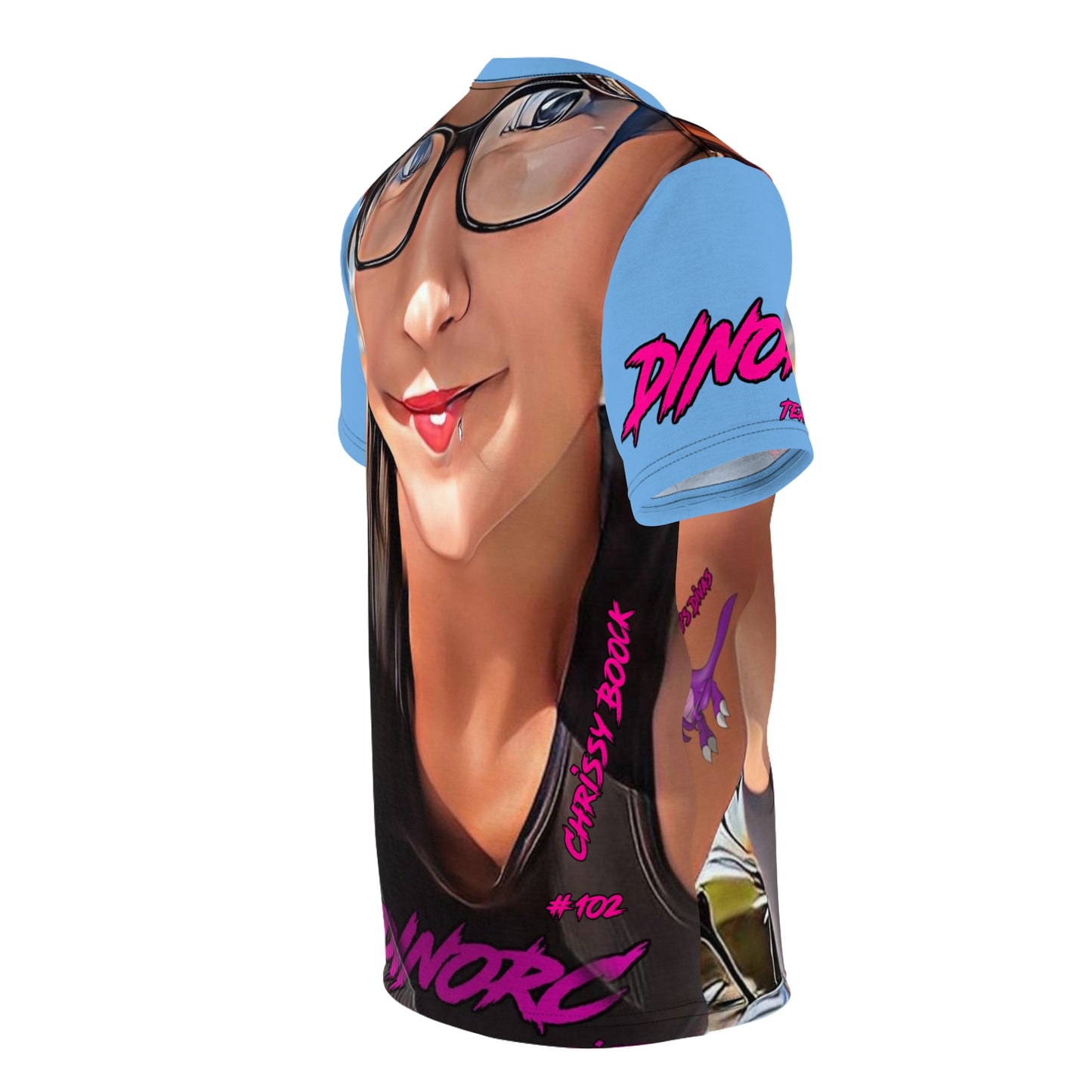 Chrissy Boock DinoRC Team Driver T Shirt Blue Sleeves