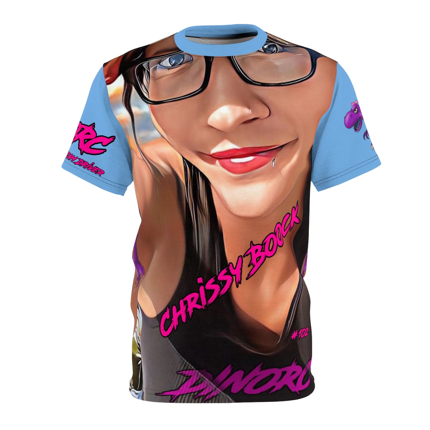 Chrissy Boock DinoRC Team Driver T Shirt Blue Sleeves