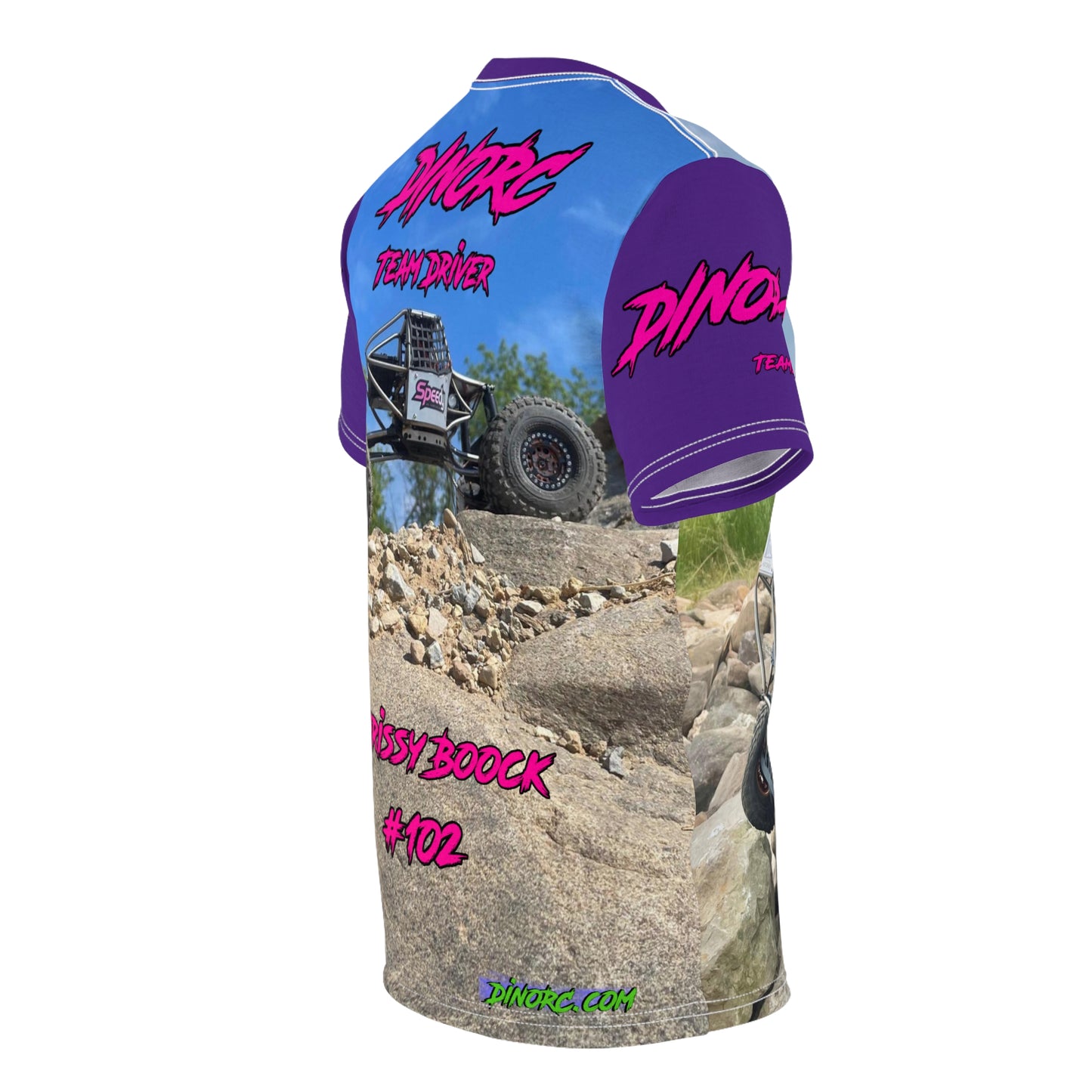 Chrissy Boock Dino Diva's Team Driver T Shirt purple Sleeves
