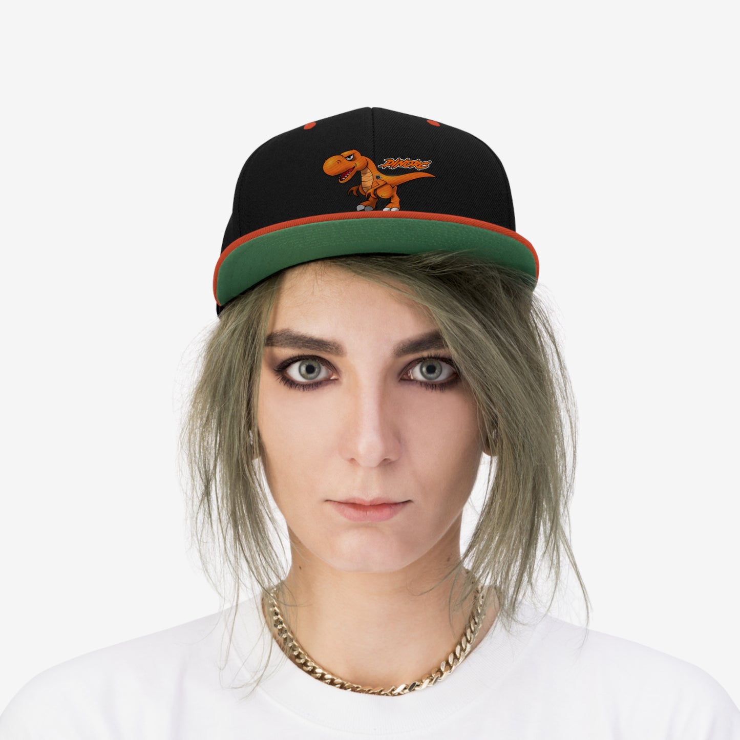 5 different colors and designs of DinoRC Logoed Flat Bill Hat