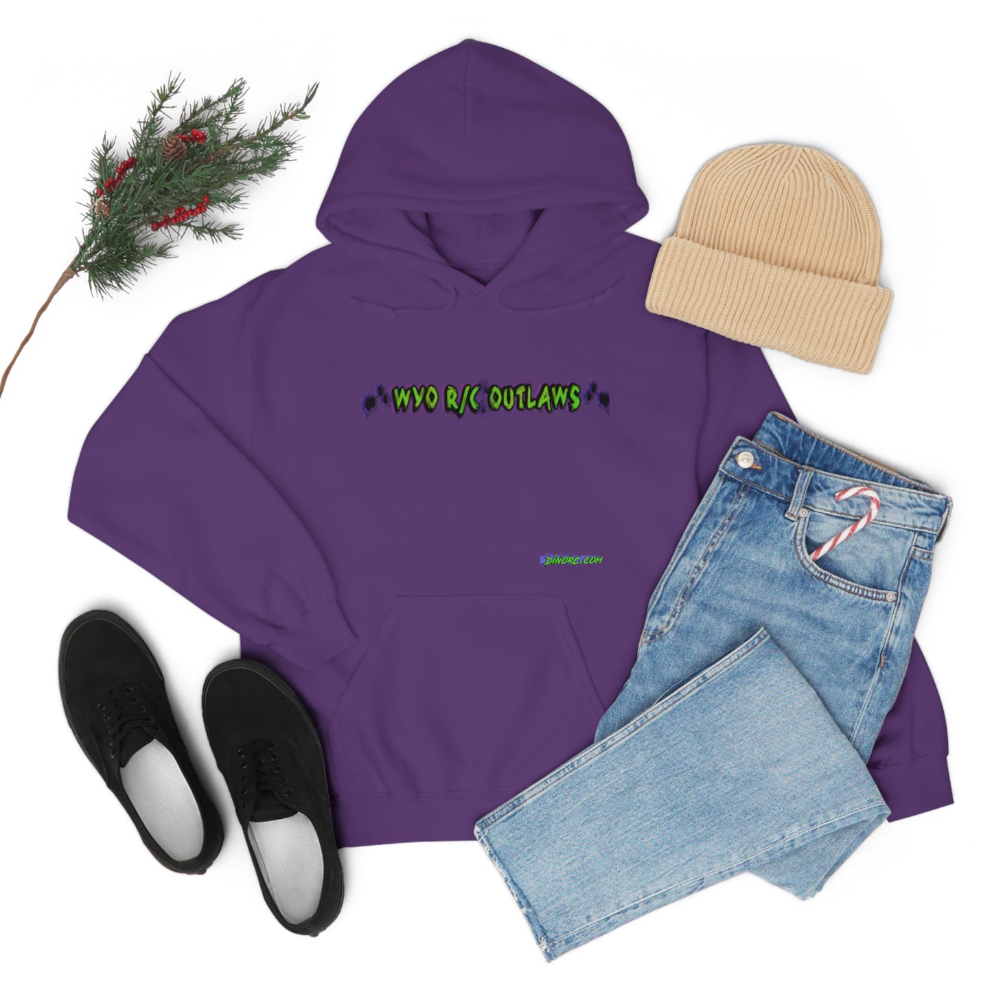 RC Outlaws DinoRC in 4 colors front back Hooded Sweatshirt