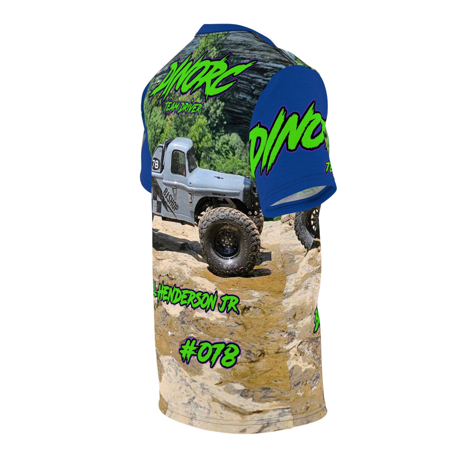 Bill Henderson JR DinoRC Team Driver T Shirt Blue Sleeves