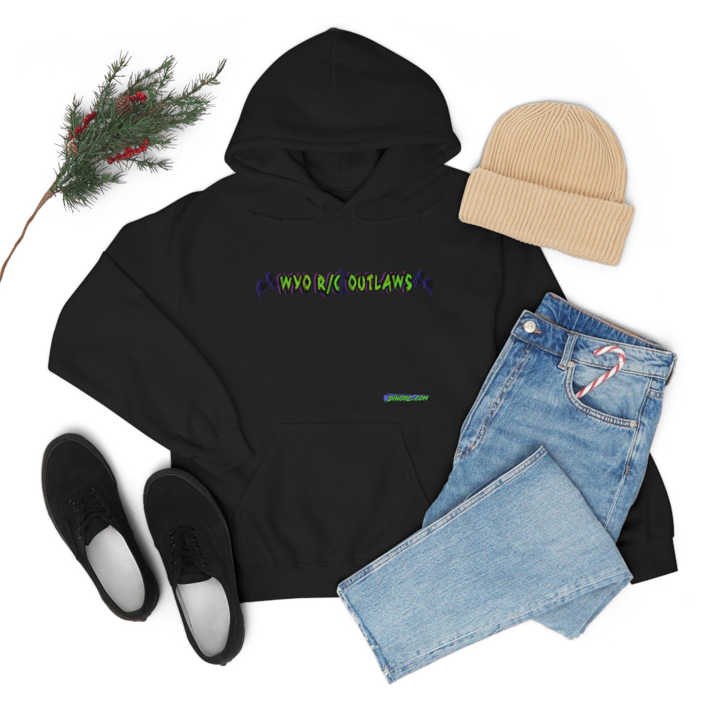 RC Outlaws DinoRC in 4 colors front back Hooded Sweatshirt