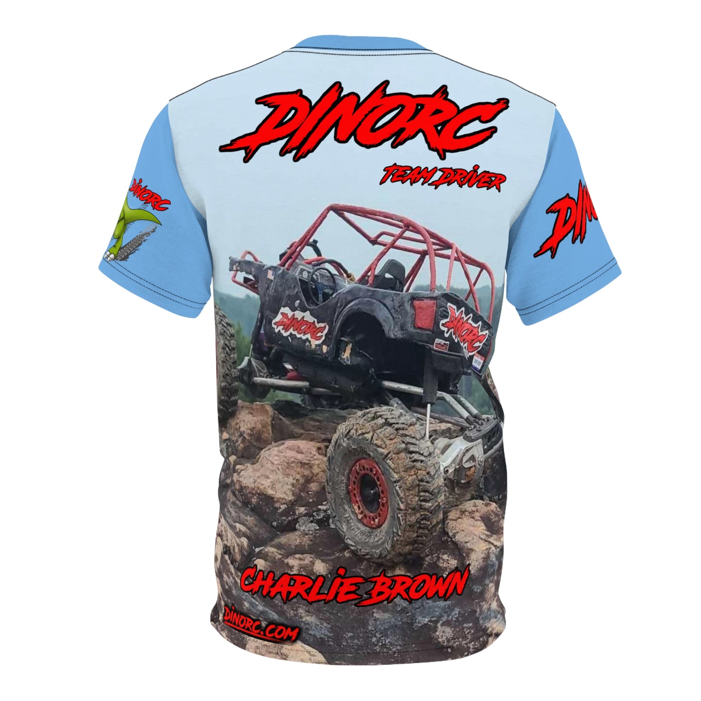 Charlie Brown DinoRC Team Driver T Shirt Blue Sleeves