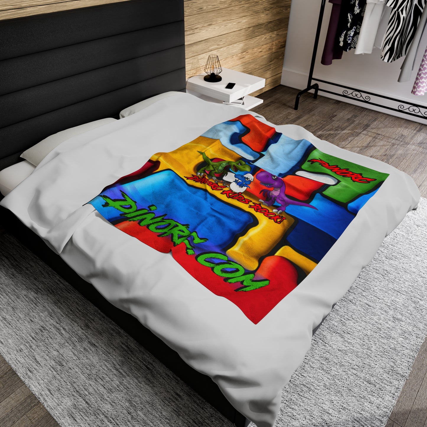 DinoRC Kids Rock! Velveteen Plush Blanket