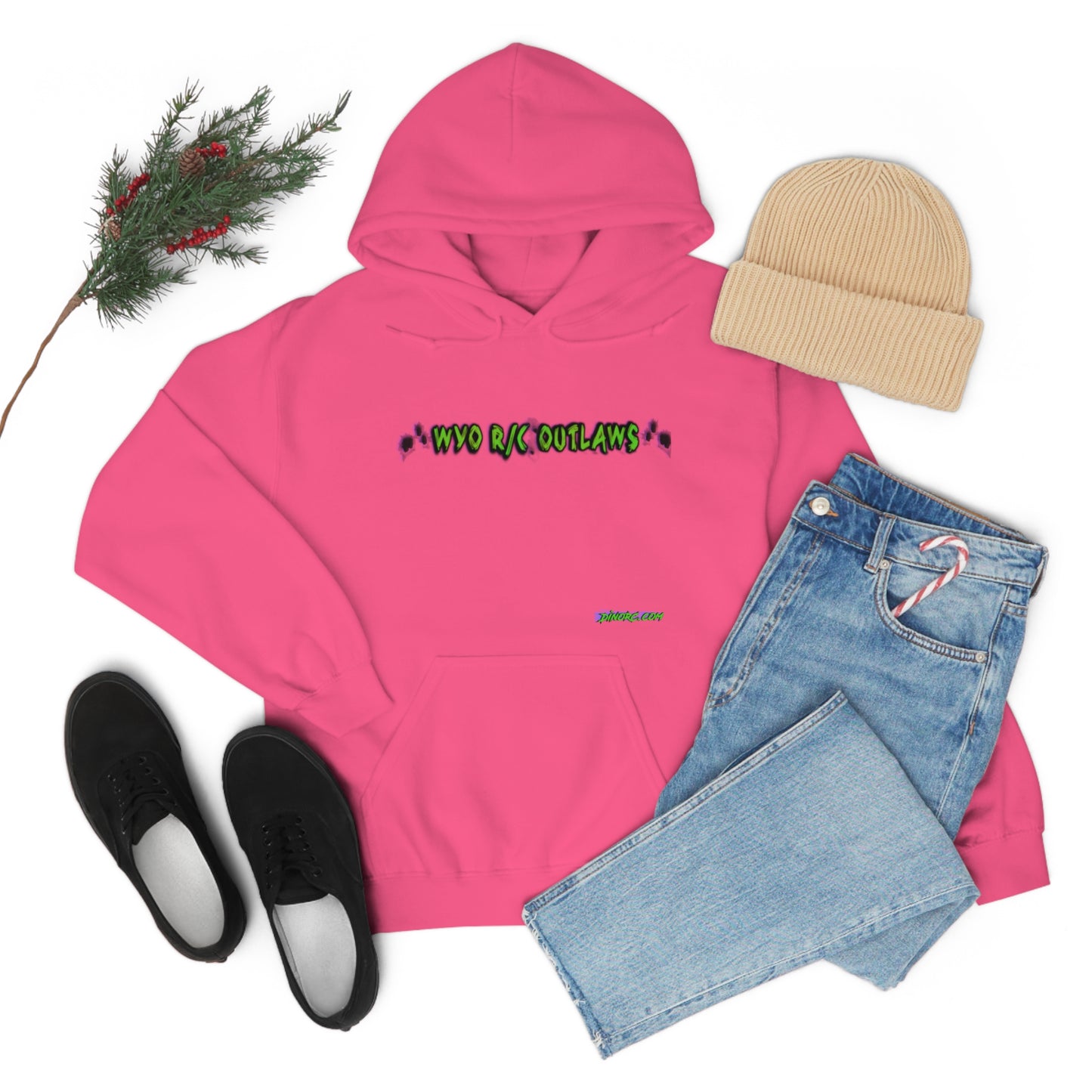 RC Outlaws DinoRC in 4 colors front back Hooded Sweatshirt
