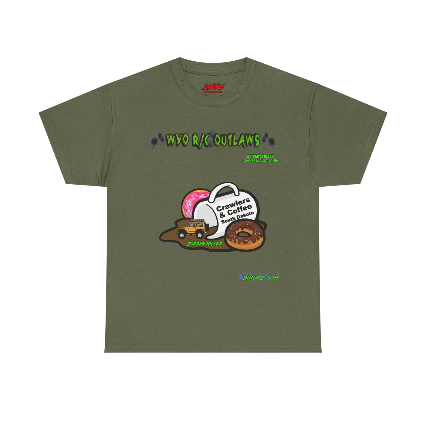 Jordan Miller WYO R/C OUTLAWS DinoRc Logo T-Shirt S-5x Black Green
