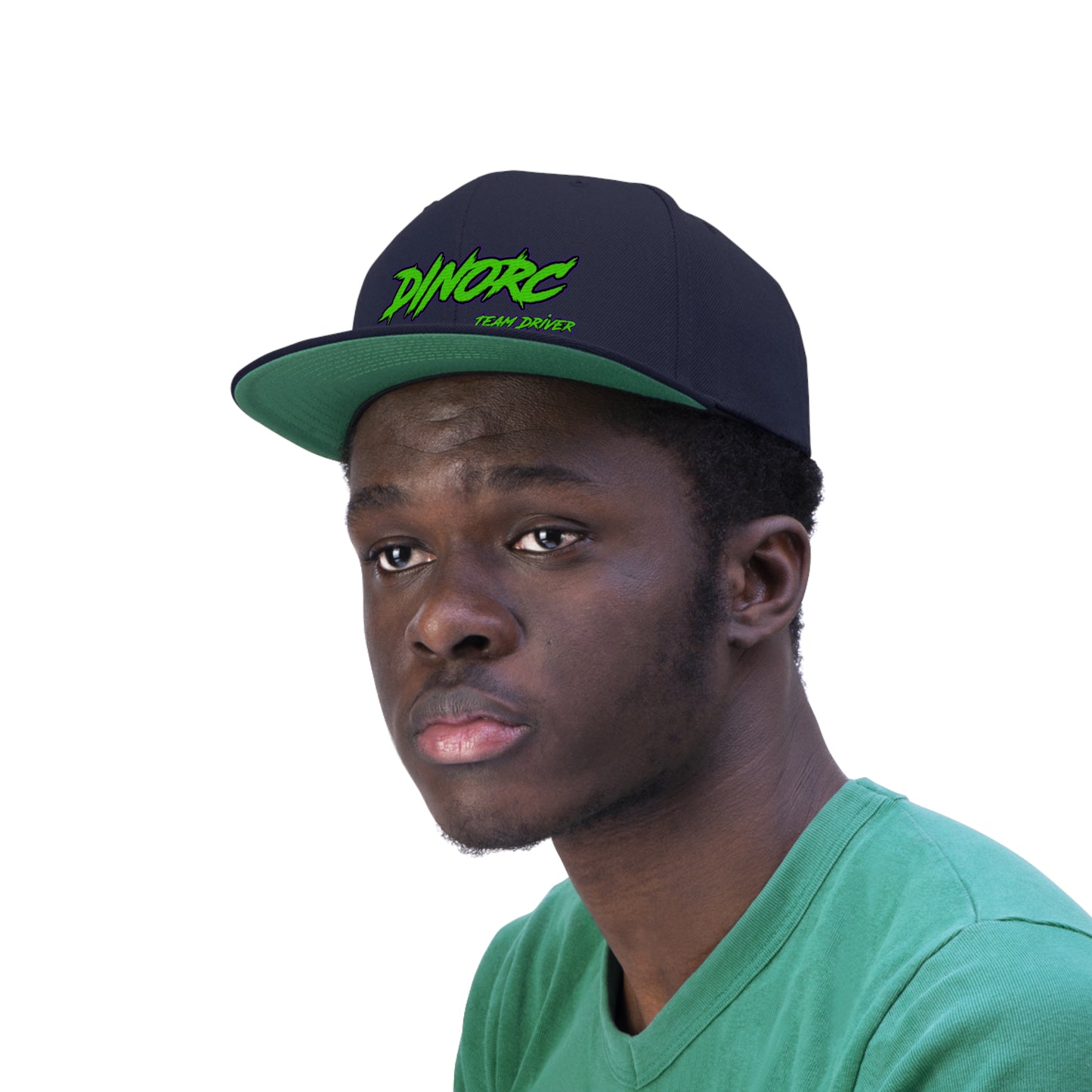 5 different colors and designs of DinoRC Logoed Flat Bill Hat
