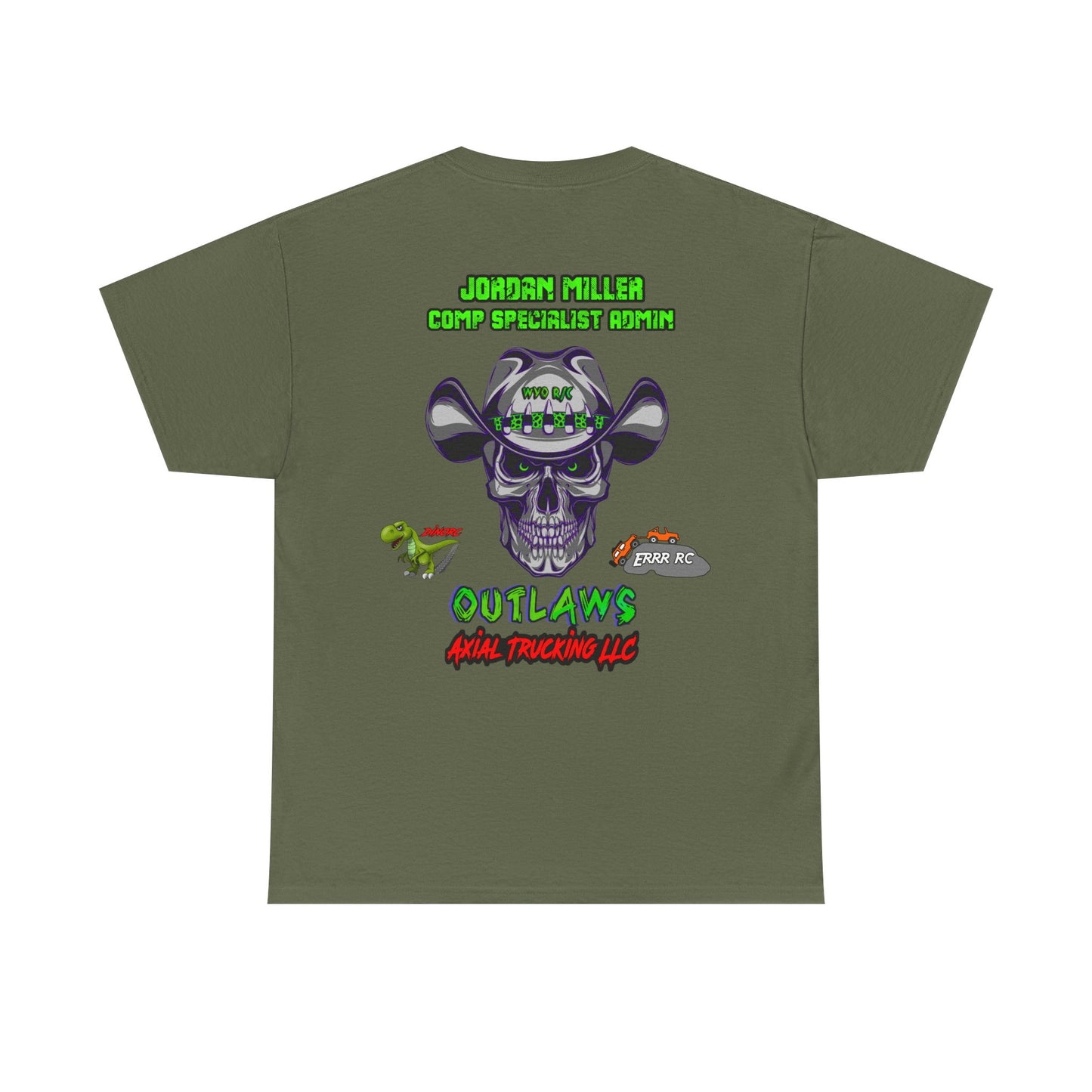 Jordan Miller WYO R/C OUTLAWS DinoRc Logo T-Shirt S-5x Black Green