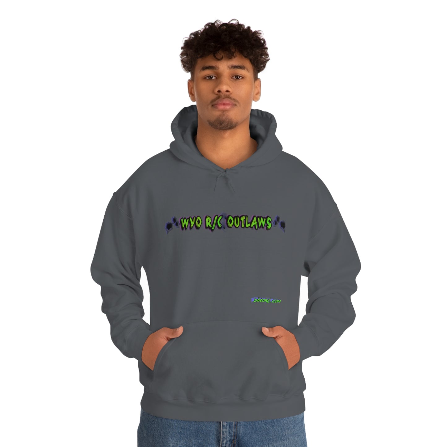 RC Outlaws DinoRC in 4 colors front back Hooded Sweatshirt