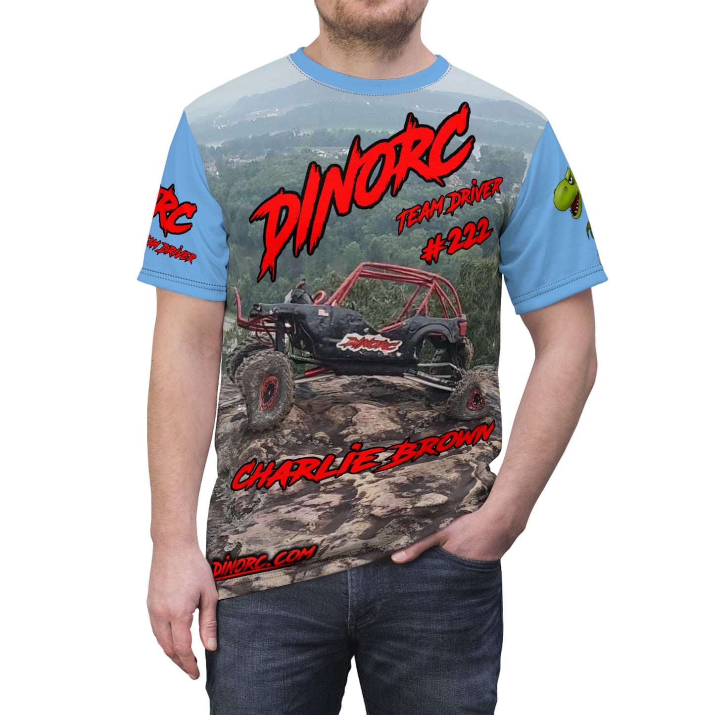 Charlie Brown DinoRC Team Driver T Shirt Blue Sleeves