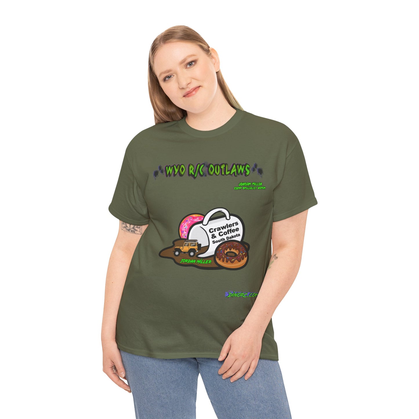 Jordan Miller WYO R/C OUTLAWS DinoRc Logo T-Shirt S-5x Black Green