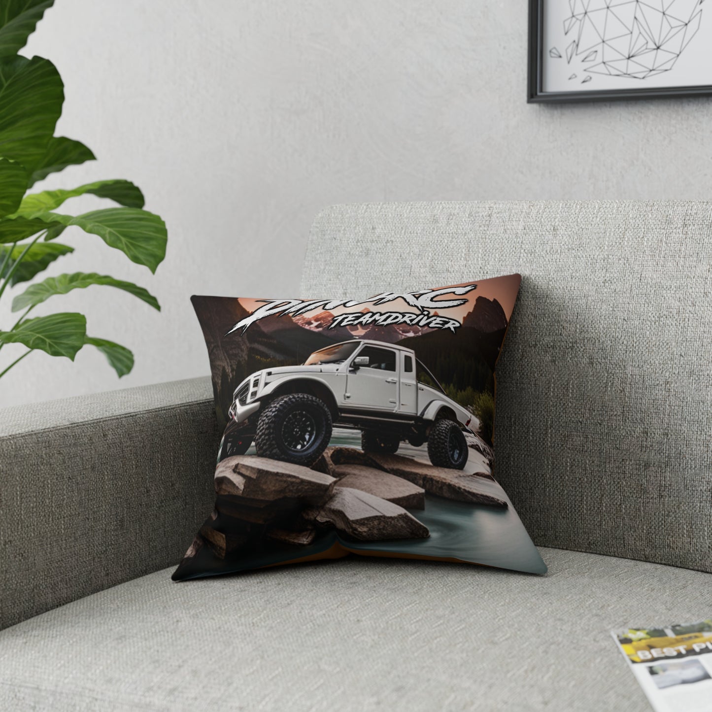 DinoRC White logo brown Pillow