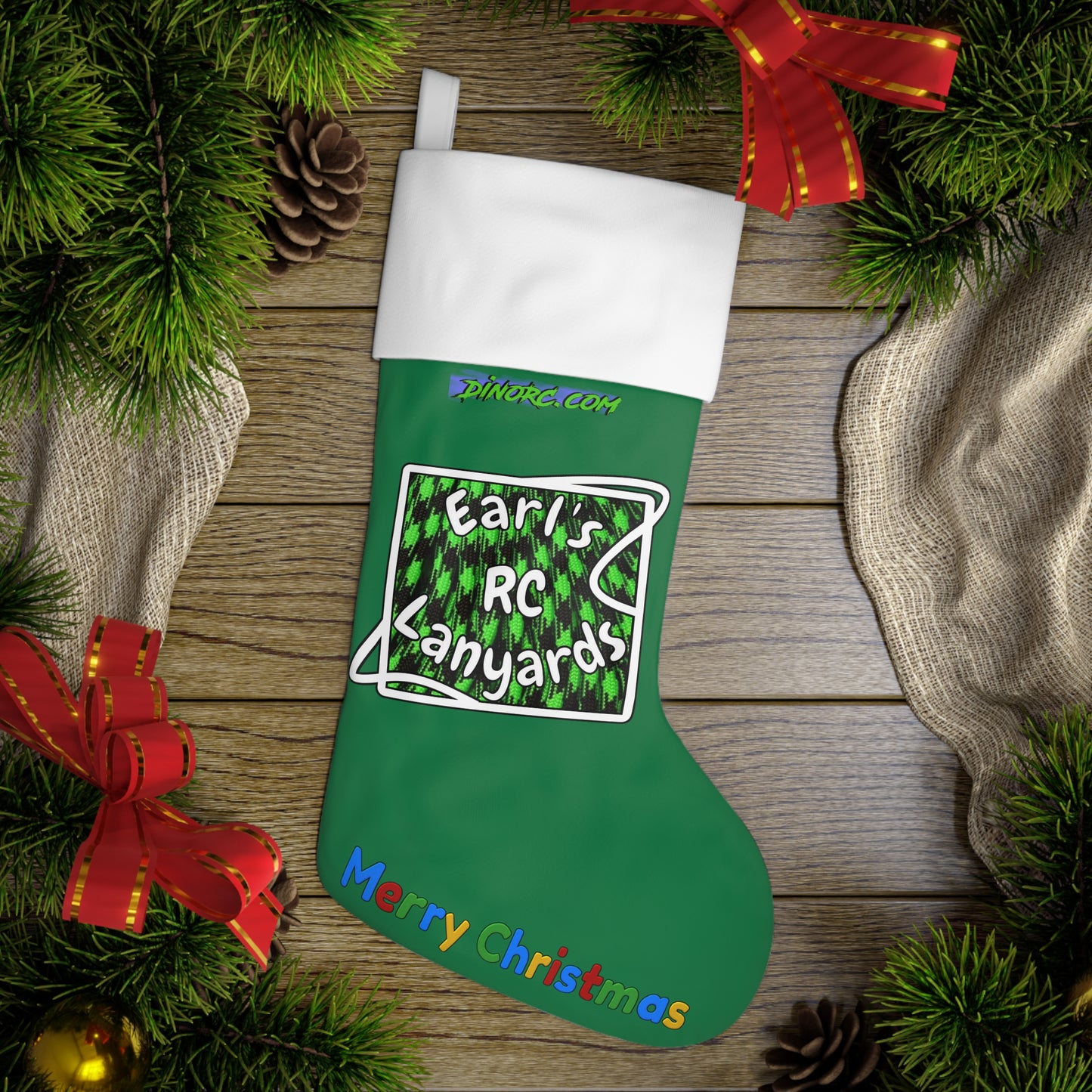Earl's RC Lanyards Merry Christmas DinoRC Christmas Stocking