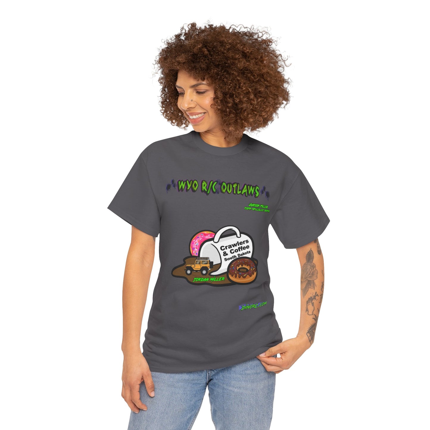Jordan Miller WYO R/C OUTLAWS DinoRc Logo T-Shirt S-5x Black Green