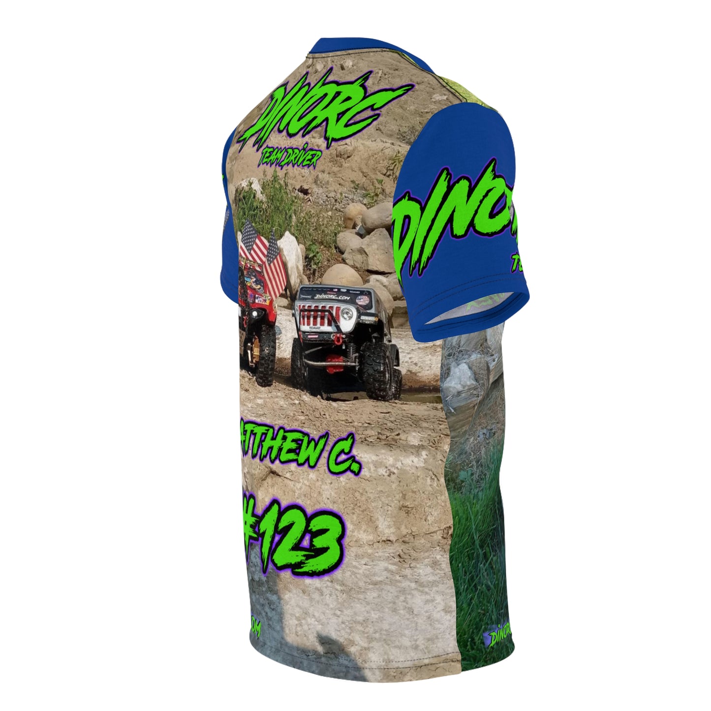 Matthew Chappell Blue N Green DinoRC Team Driver T Shirt Blue Sleeves