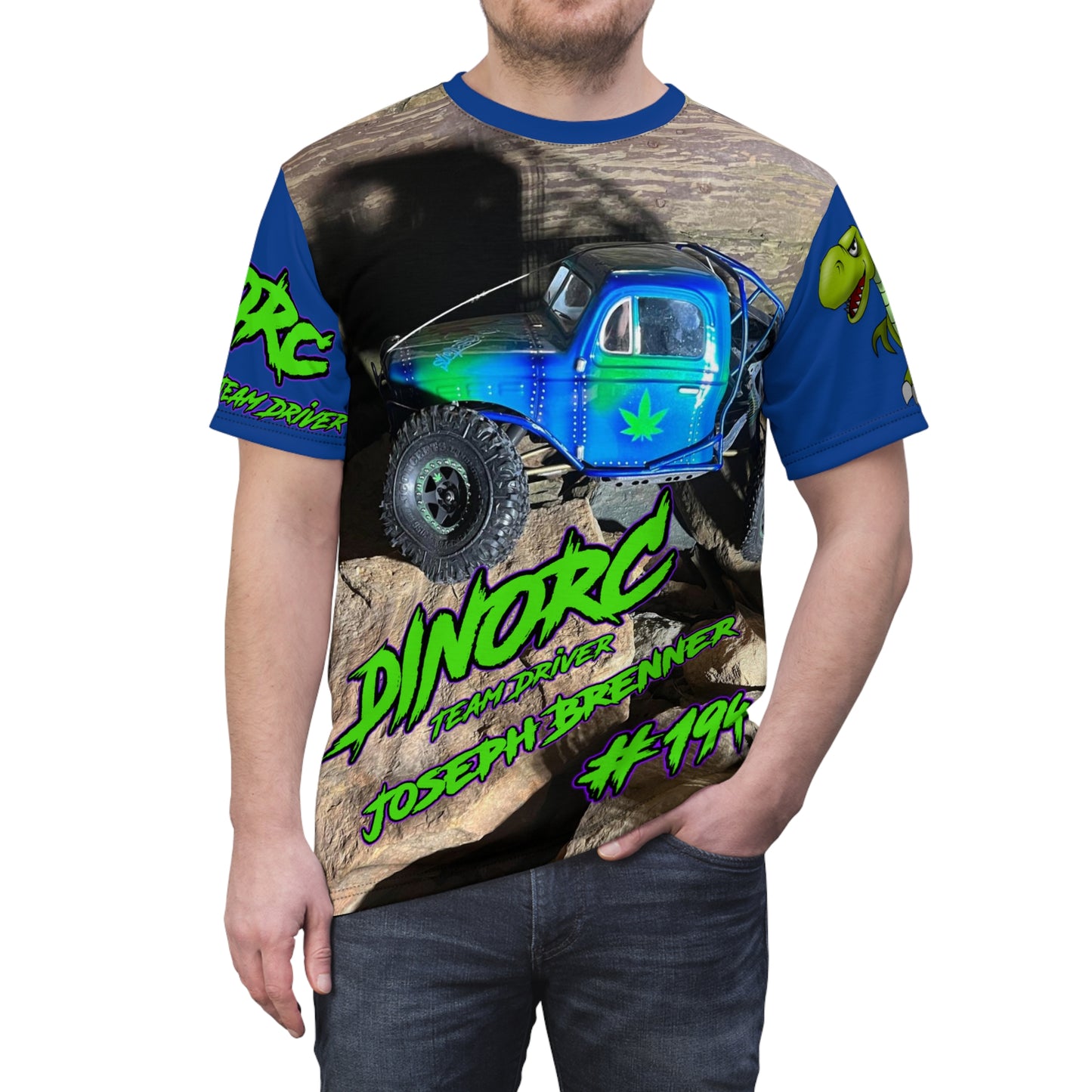 Joseph Brenner Blue N Green DinoRC Team Driver T Shirt Blue Sleeves