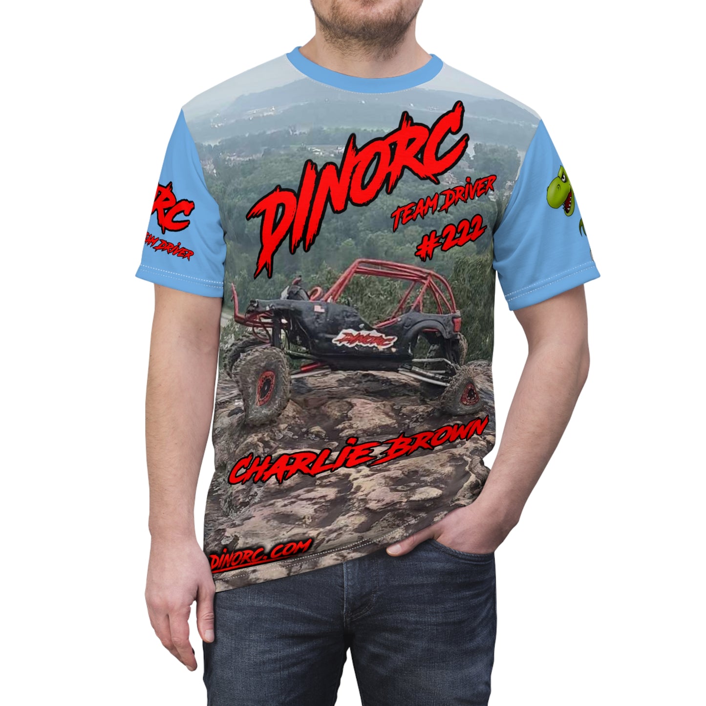 Charlie Brown DinoRC Team Driver T Shirt Blue Sleeves