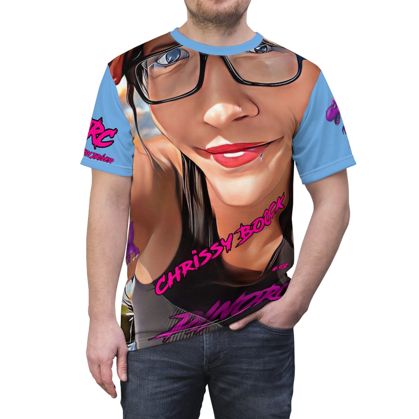Chrissy Boock DinoRC Team Driver T Shirt Blue Sleeves