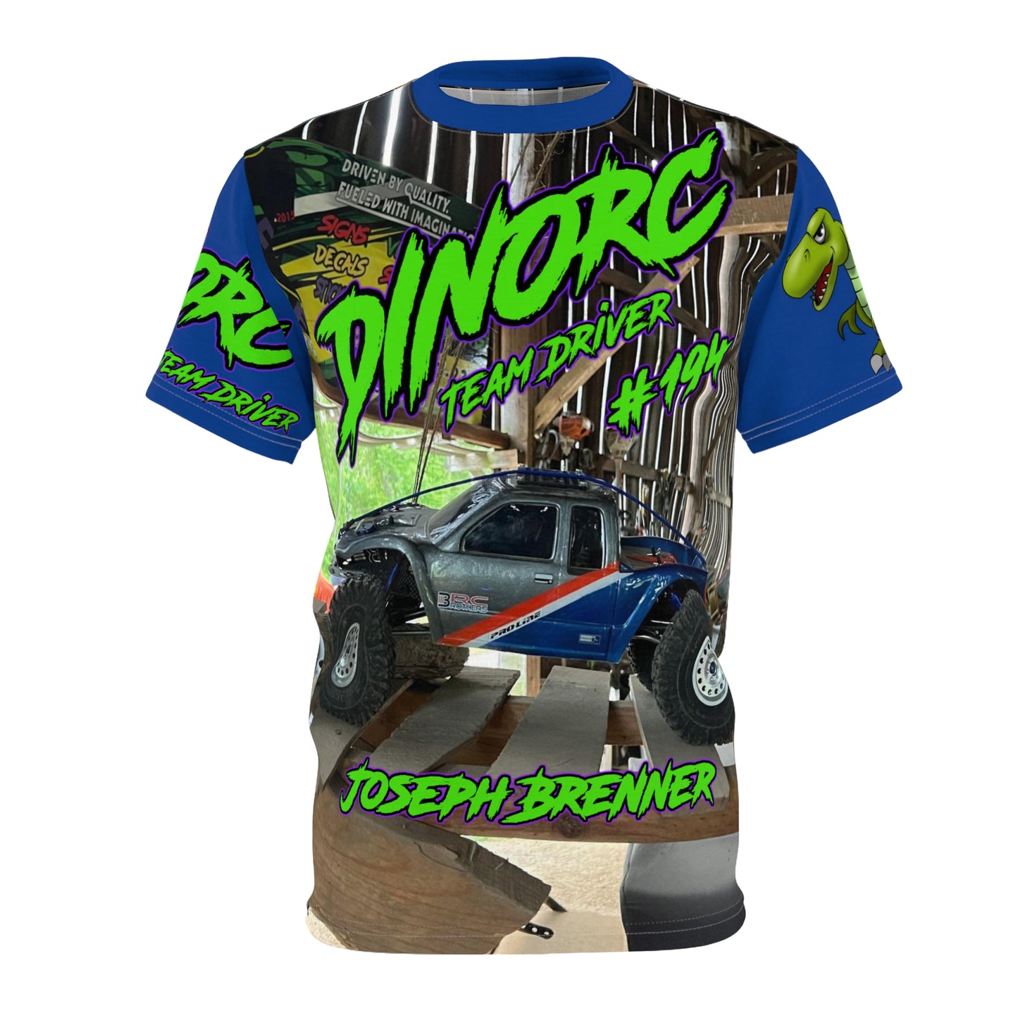 Joseph Brenner DinoRC Team Driver T Shirt Blue Sleeves