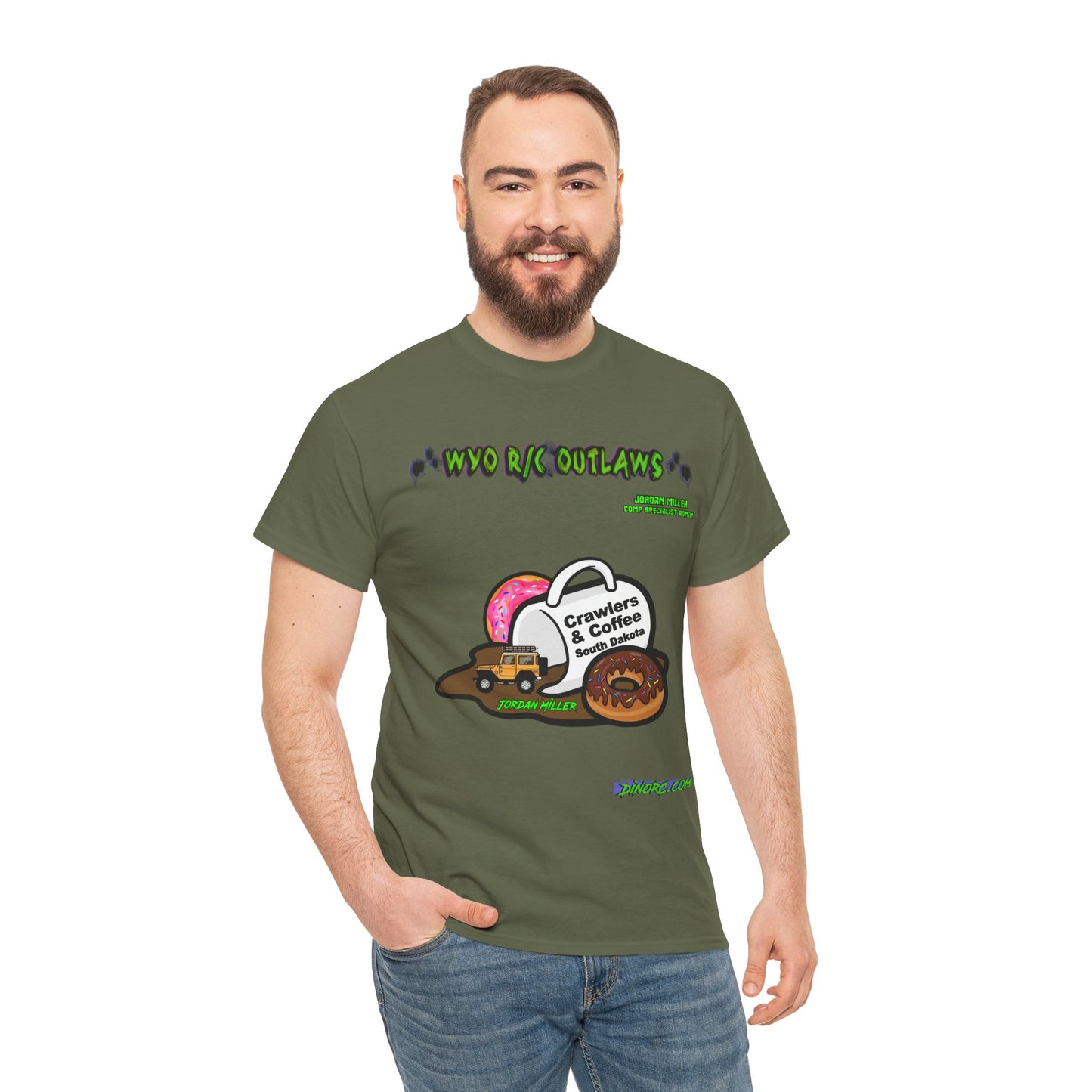 Jordan Miller WYO R/C OUTLAWS DinoRc Logo T-Shirt S-5x Black Green