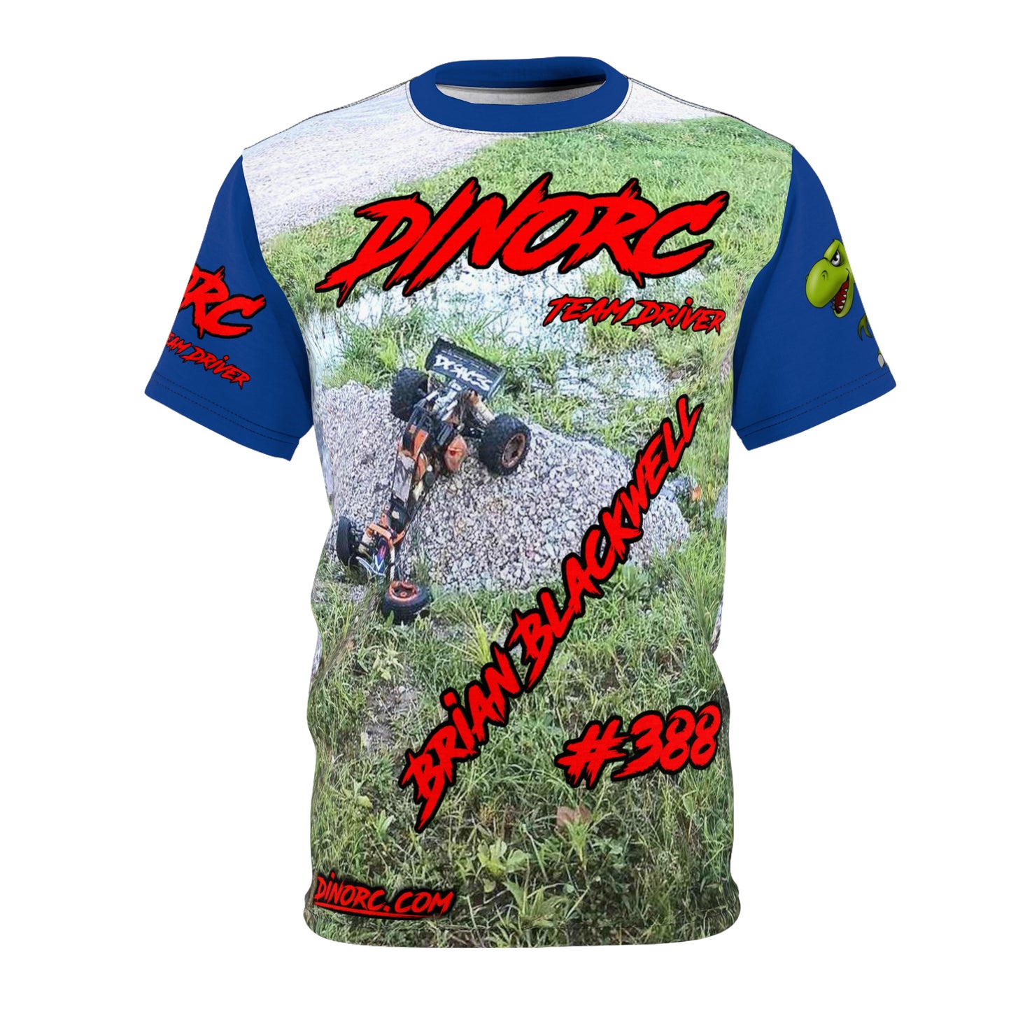 Brian Blackwell DinoRC Team Driver T Shirt Blue Sleeves