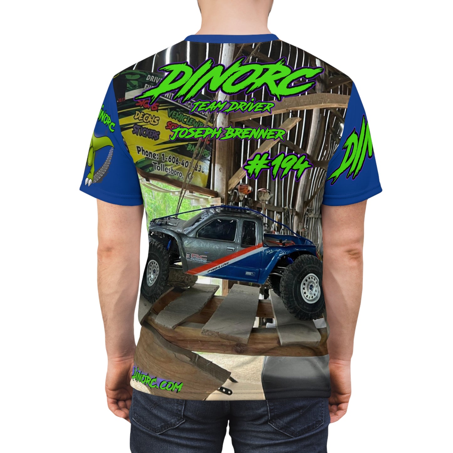 Joseph Brenner DinoRC Team Driver T Shirt Blue Sleeves